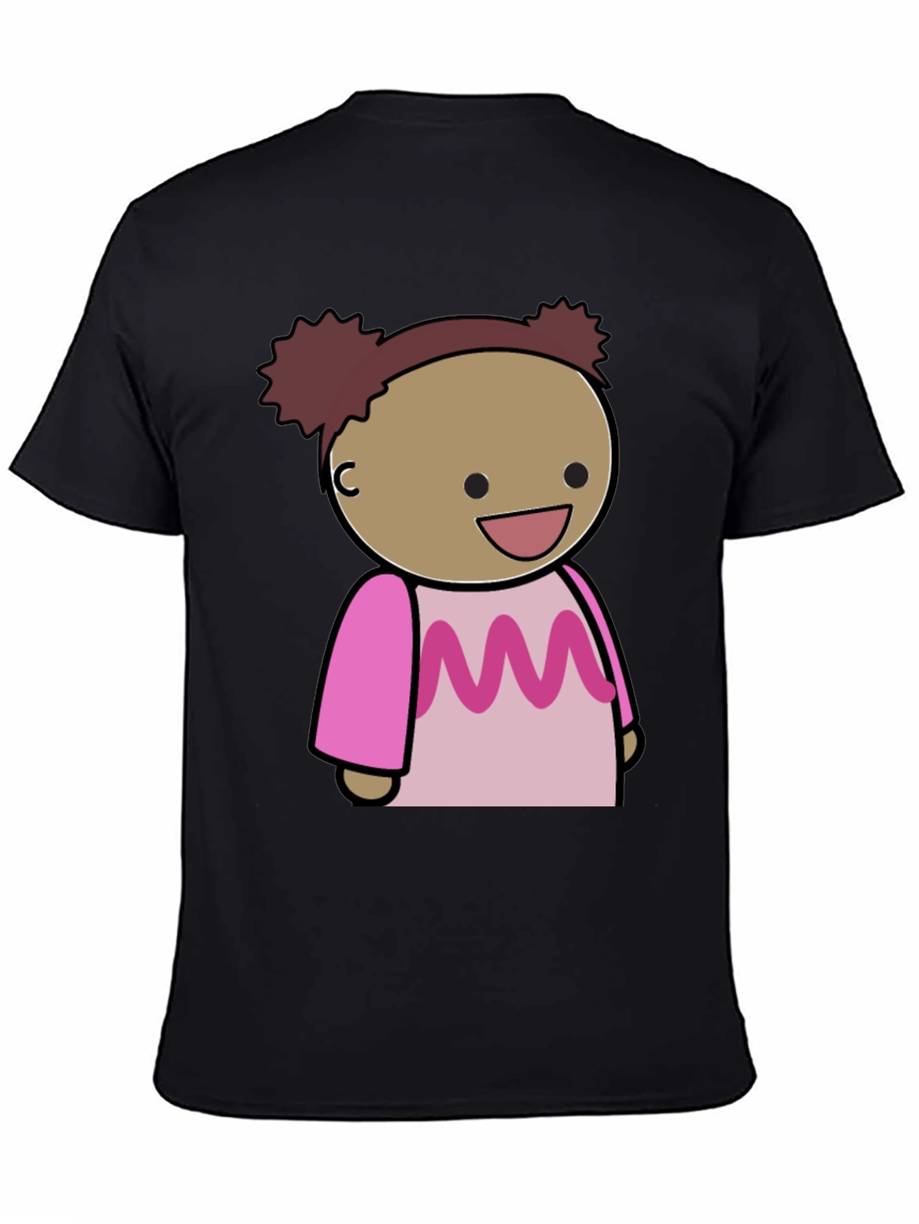 Black Cartoon Character Graphic Tee - Black Cotton Blend view 4