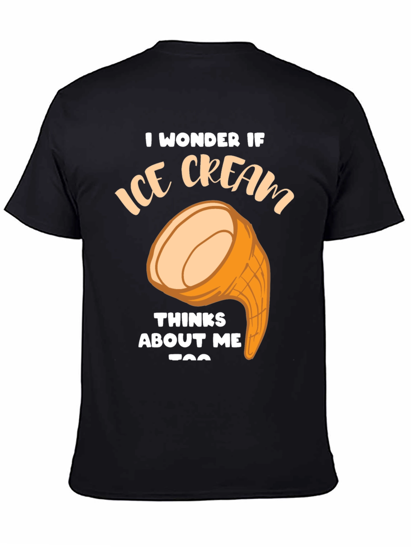 Black Ice Cream Thinks About Me Funny Graphic T-Shirt view 4