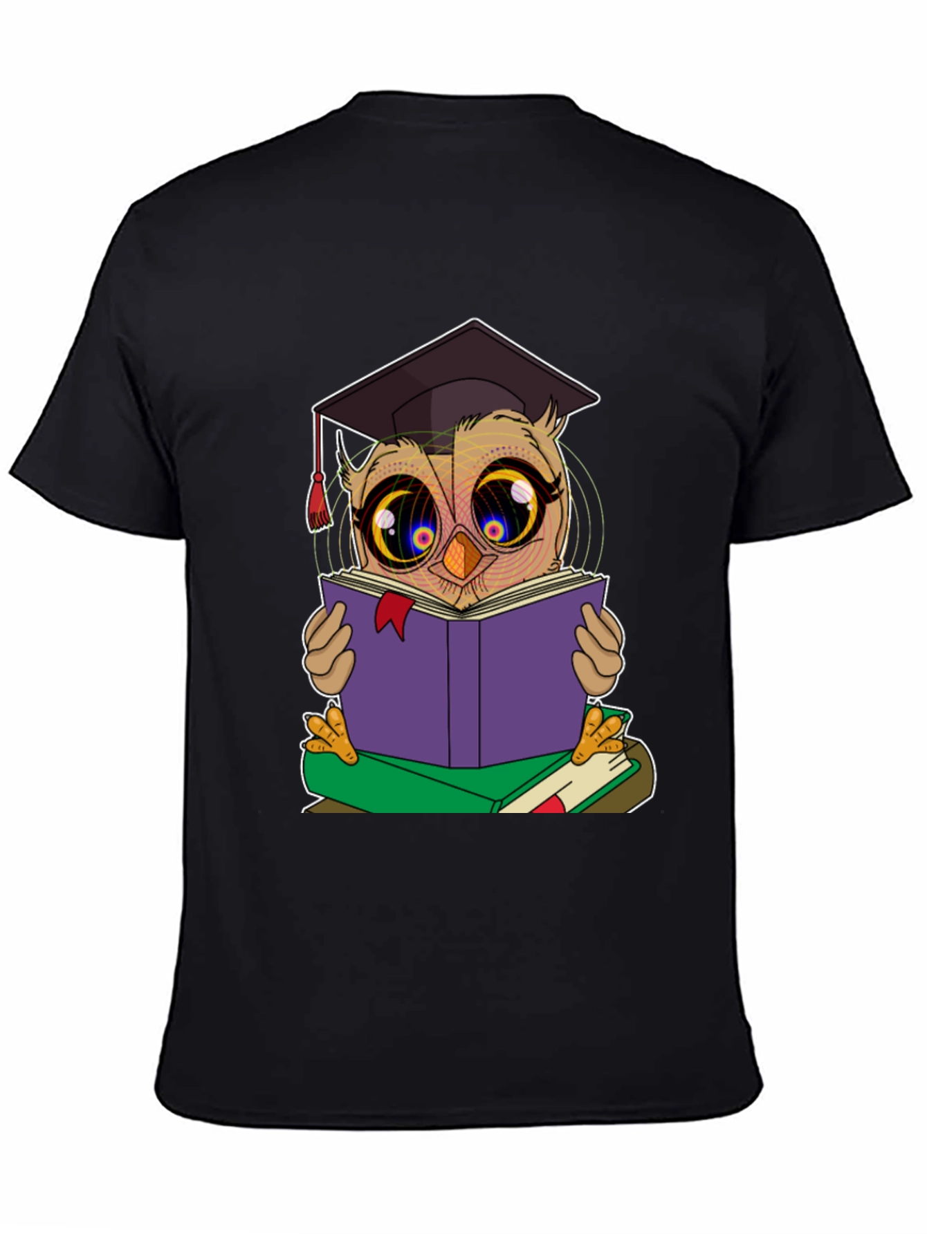 Black Owl Reading Book T-Shirt view 4