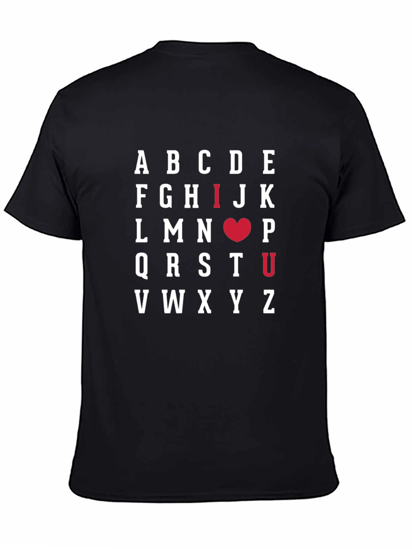Black I Heart U Alphabet Shirt - Black Cotton Tee view 4
