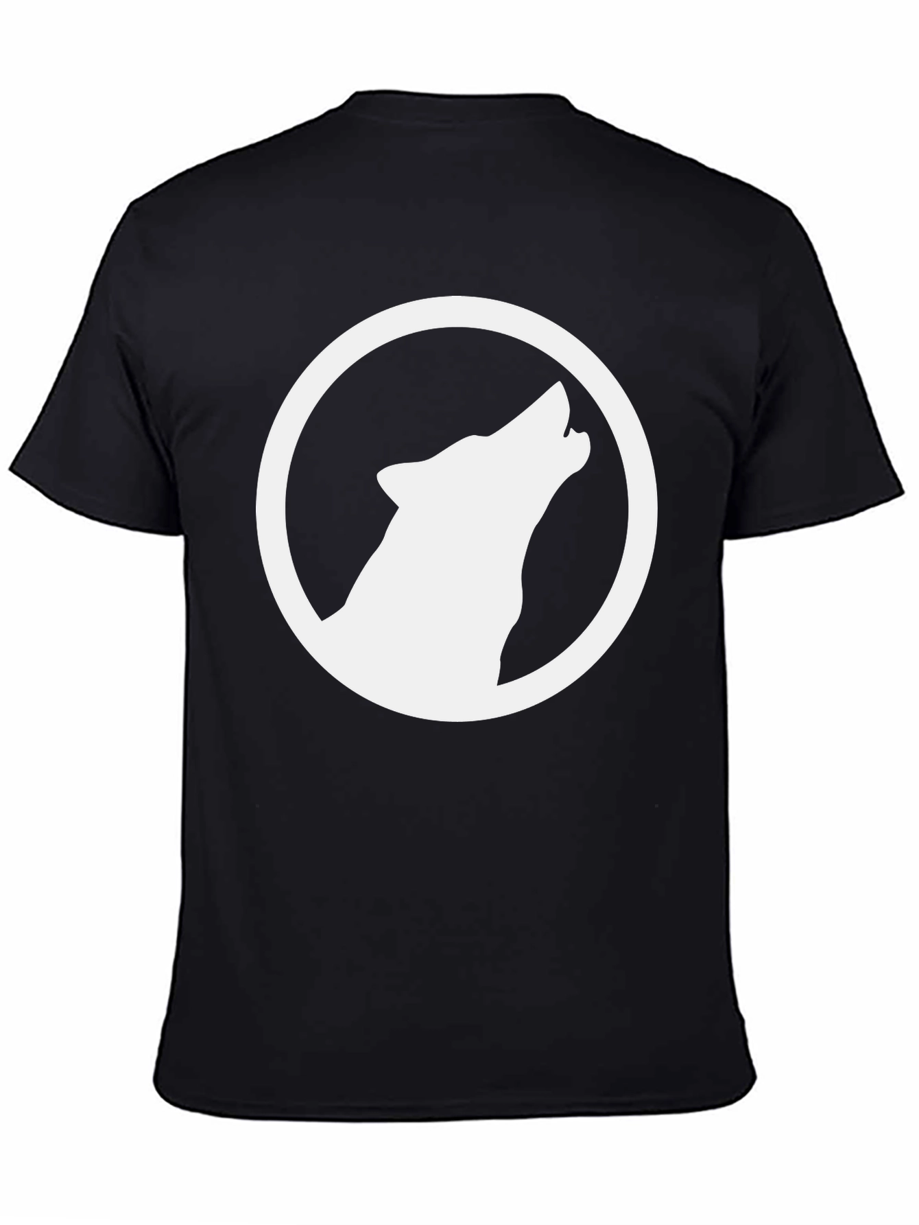 Black Wolf Circle Graphic T-Shirt - Black Cotton Tee view 4