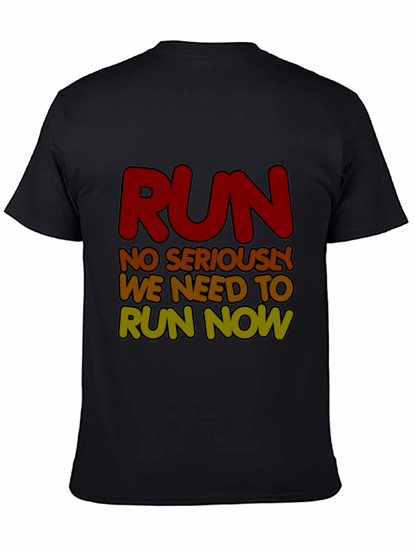 Black Run Now Graphic Tee - Funny Running Shirt view 4