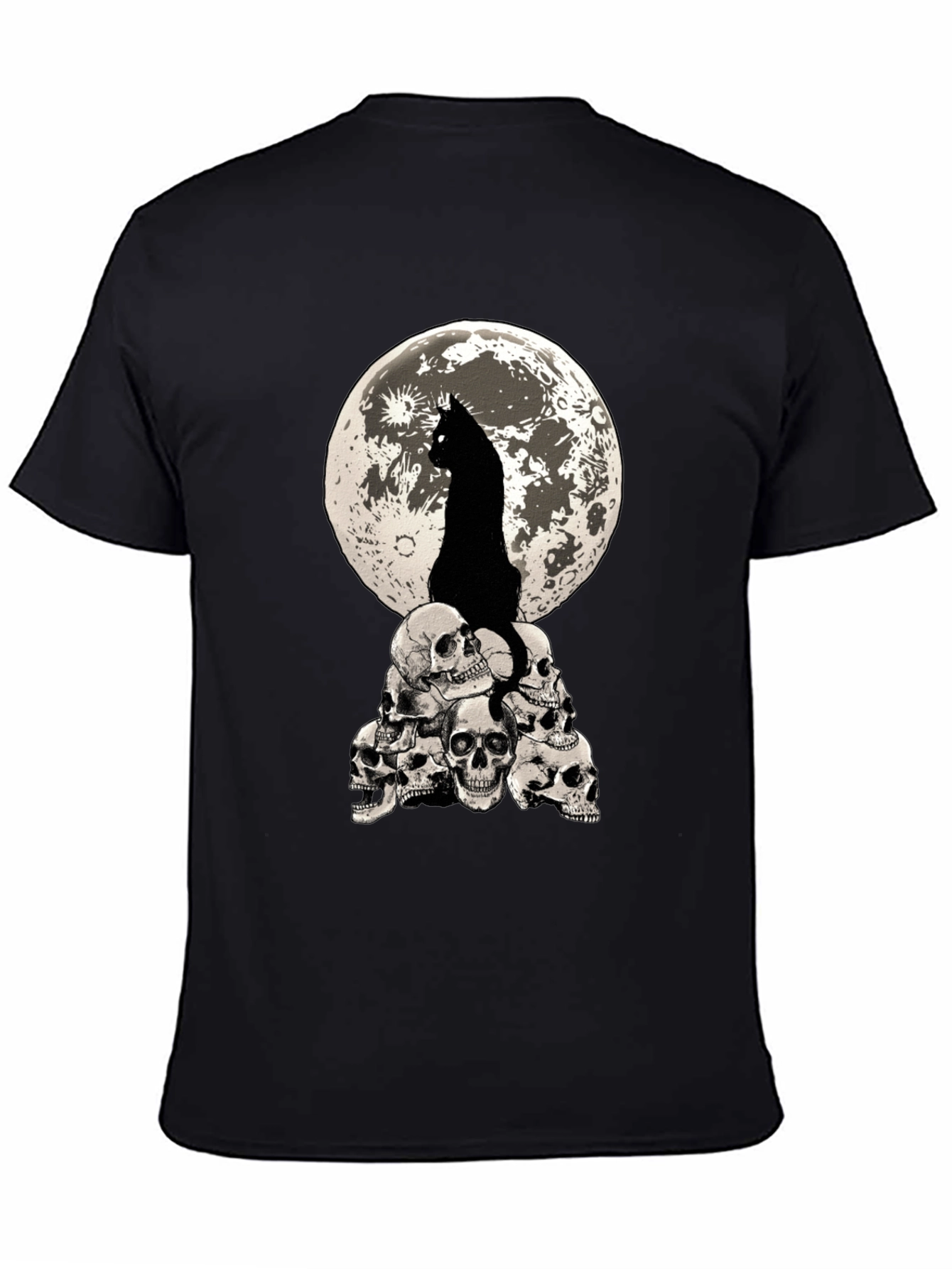 Black Cat Moon Skulls Graphic Tee view 4