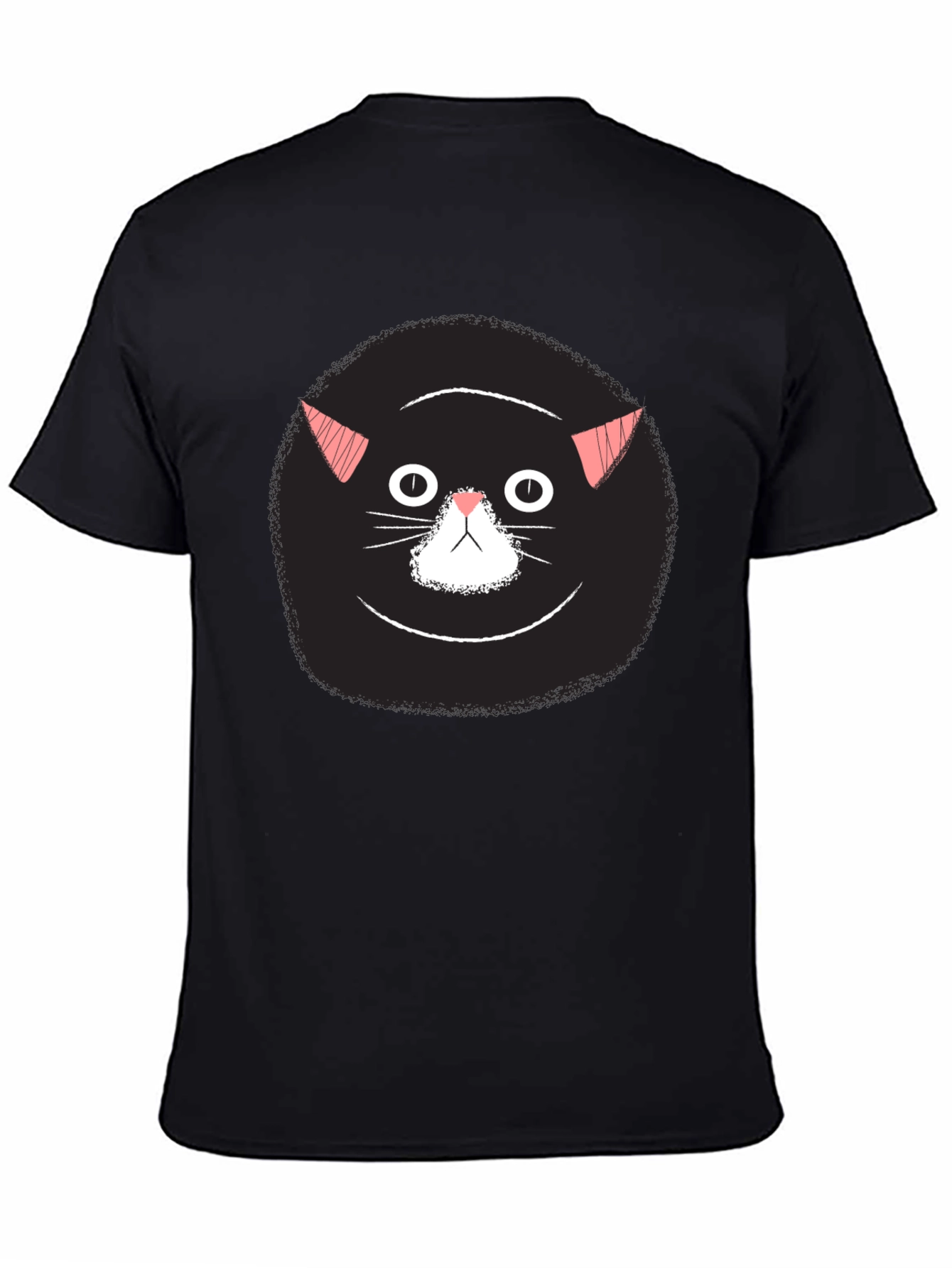 Black Funny Black Cat Face Graphic T-Shirt view 4