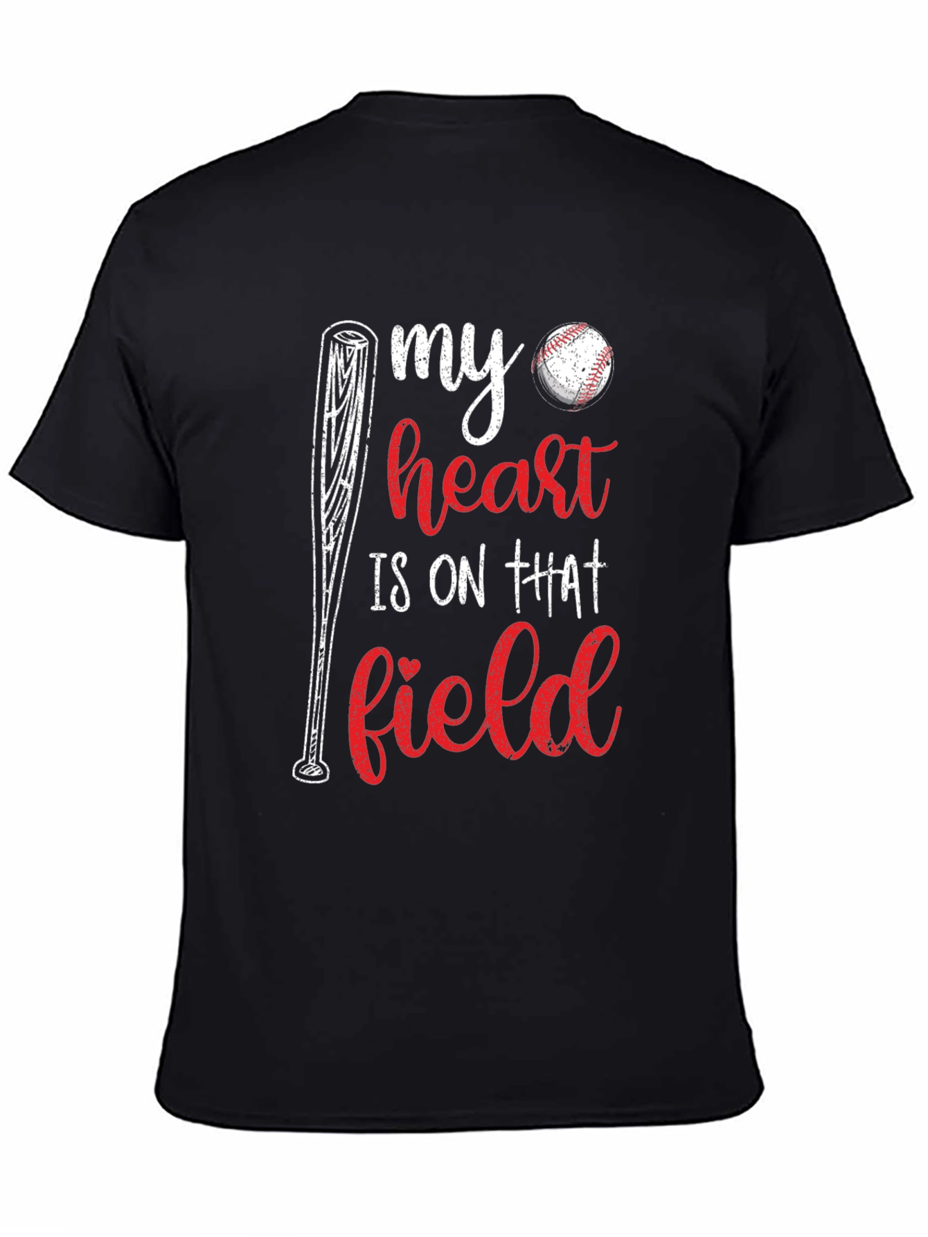 Black Baseball Heart T-Shirt view 4