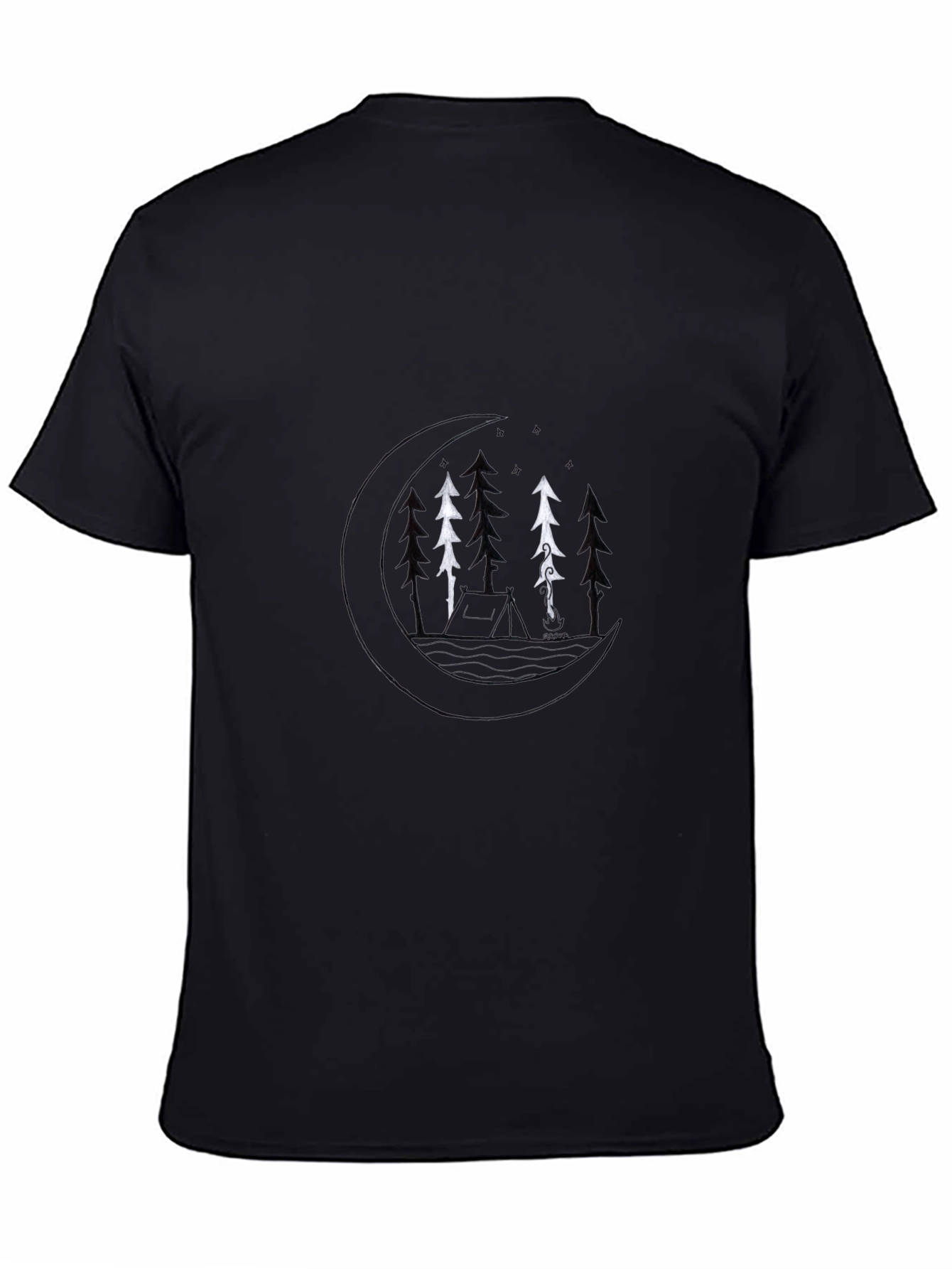 Black Nature Scene Black T-Shirt view 4
