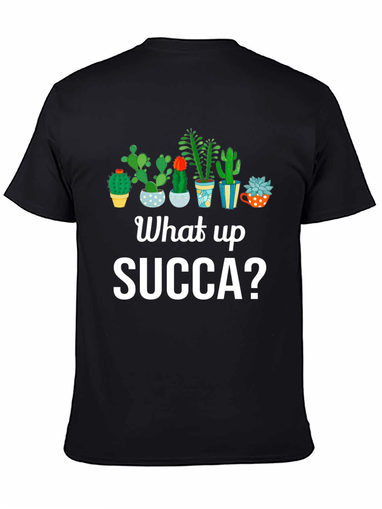 Black What up SUCCA? Cactus Graphic T-Shirt view 4