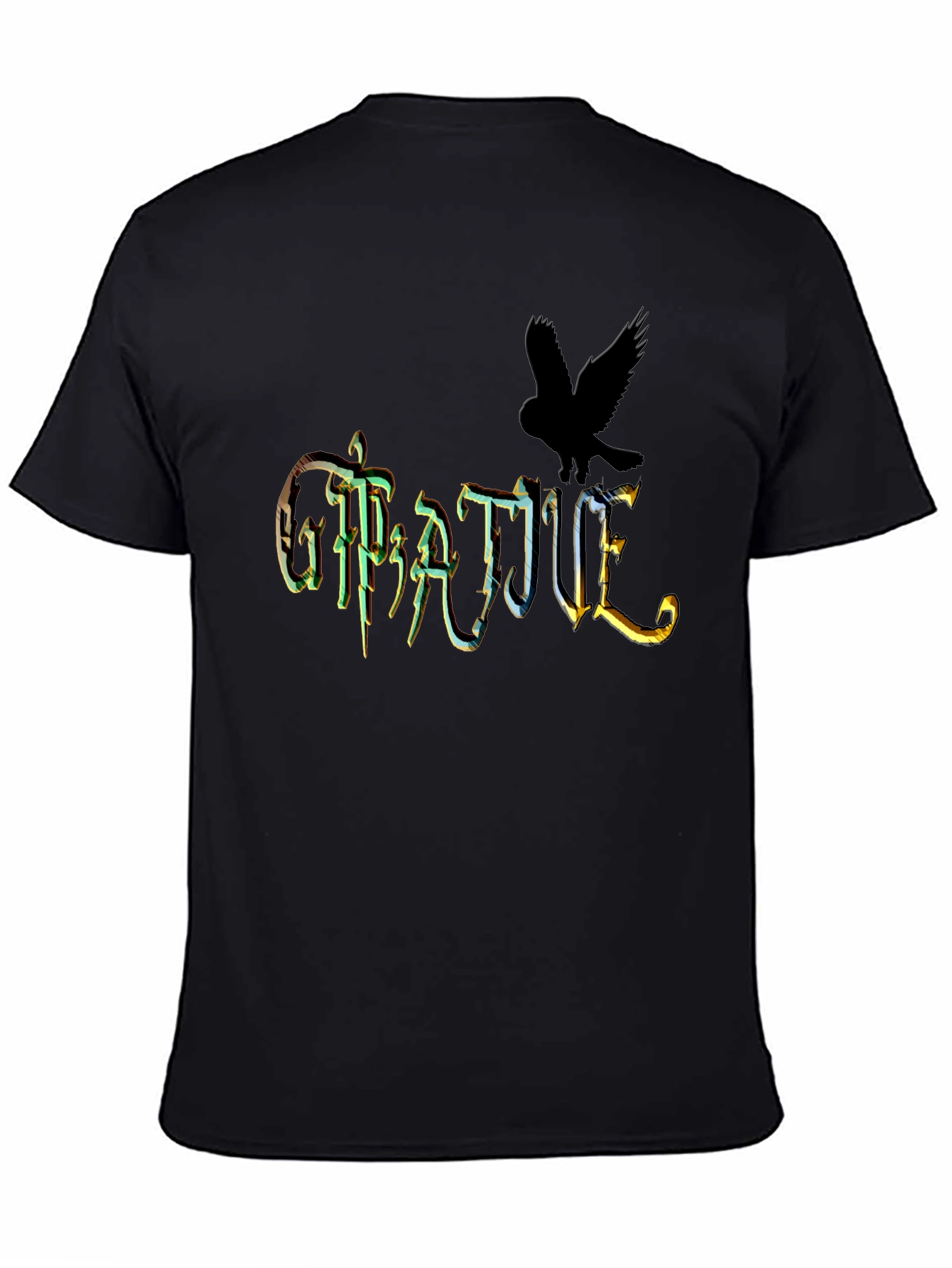 Black Gratitude Raven Graphic Tee - Unisex view 4