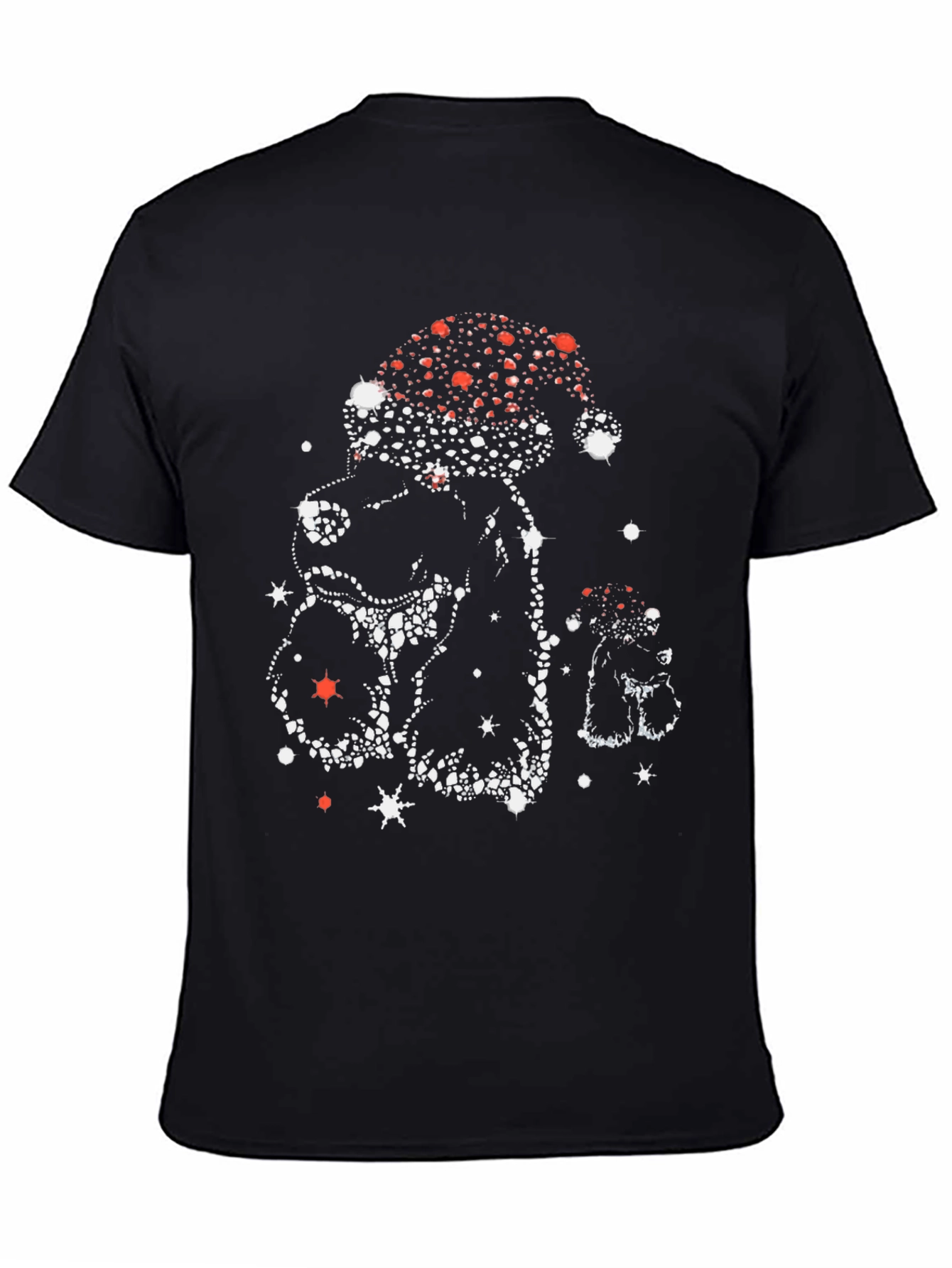 Black Festive Santa Dog T-Shirt view 4