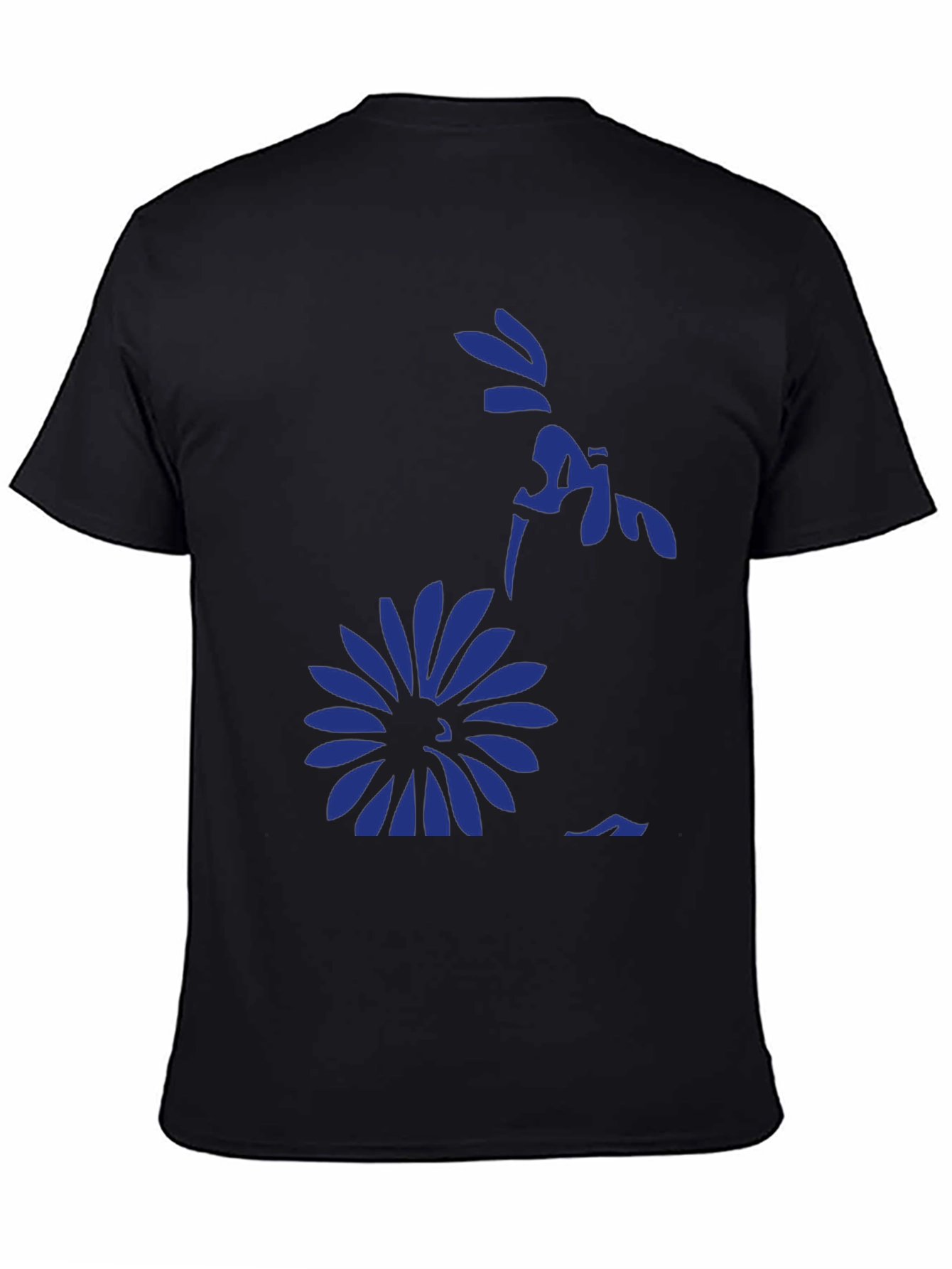 Black Black Graphic Tee - Floral Silhouette Design view 4