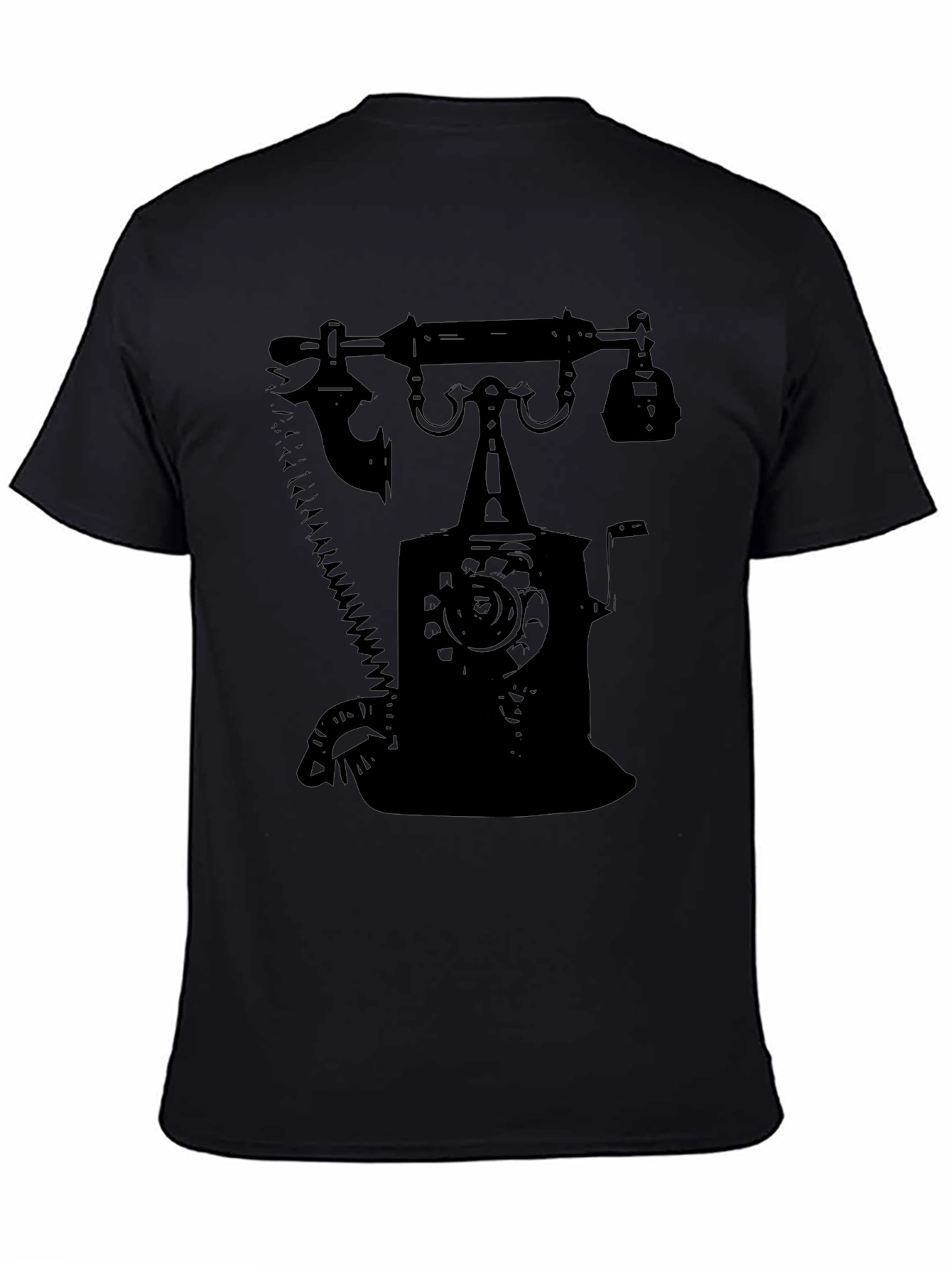 Black Retro Rotary Phone Graphic T-Shirt - Classic Design view 4