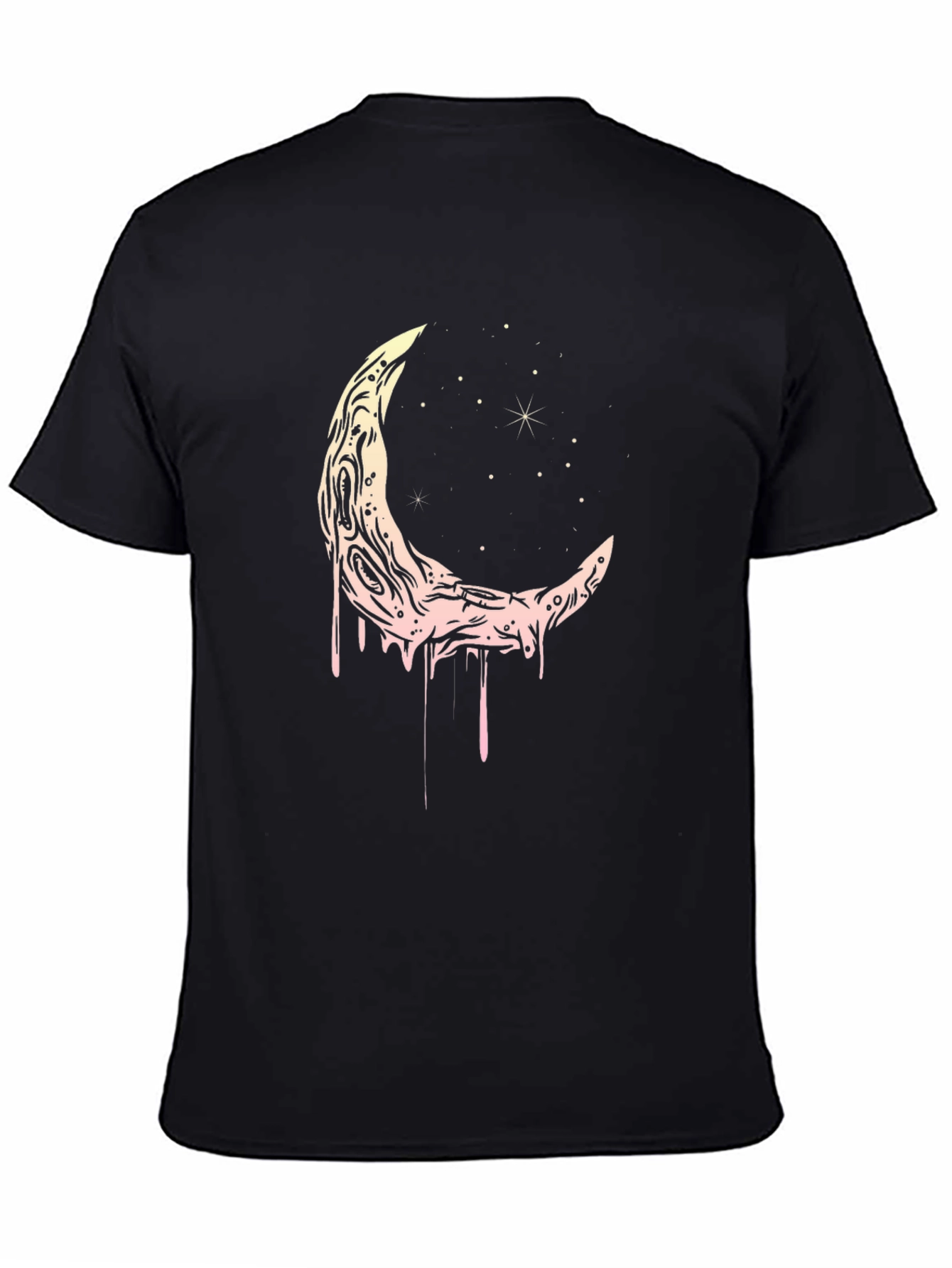 Black Crescent Moon Graphic Black T-Shirt view 4
