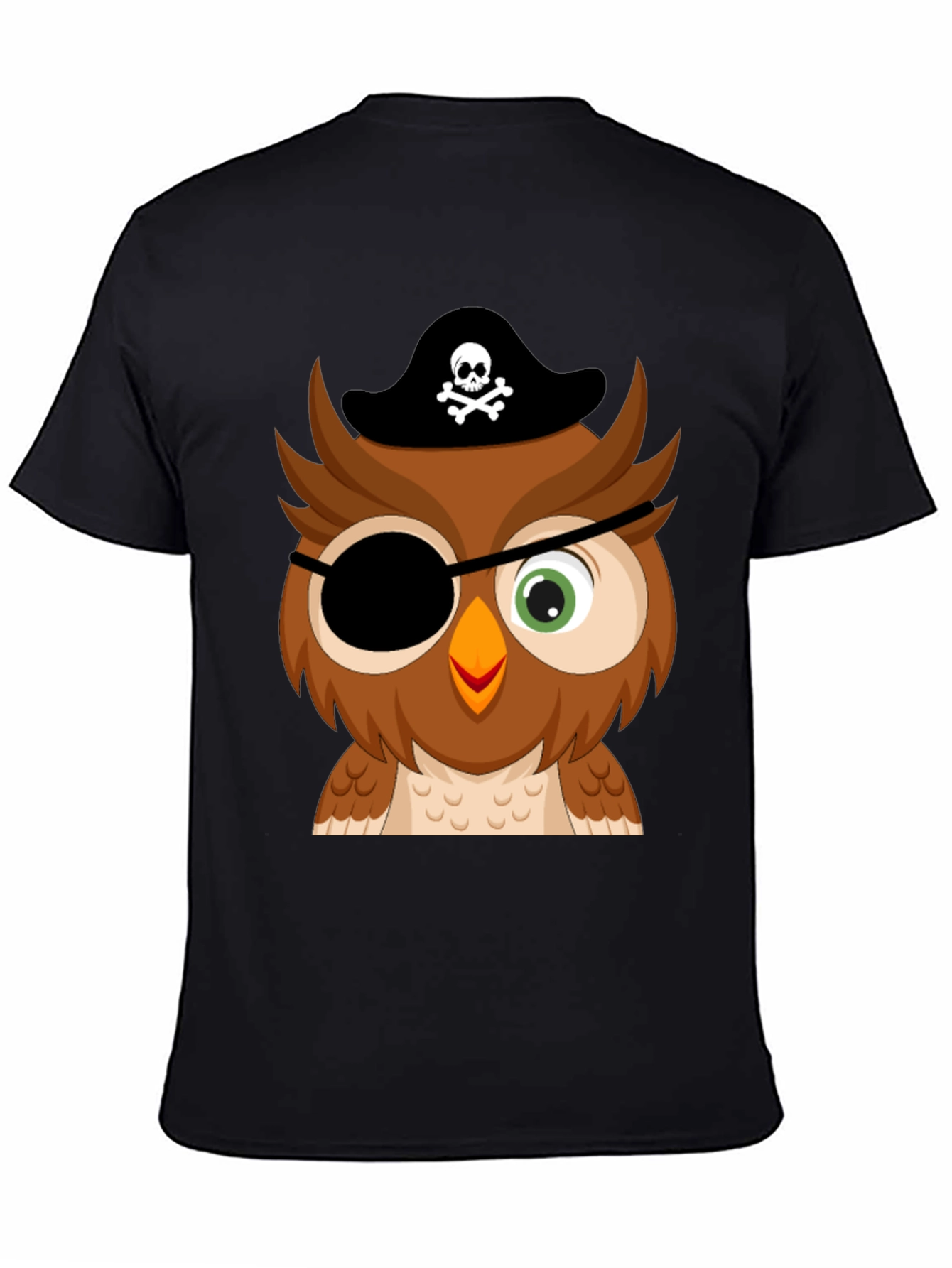 Black Pirate Owl Graphic Tee - Mens Black T-Shirt view 4
