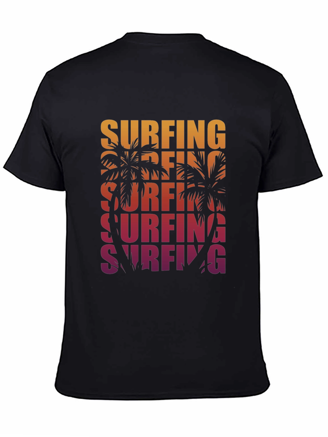 Black Surfing Palm Tree Graphic Tee - Retro Style view 4
