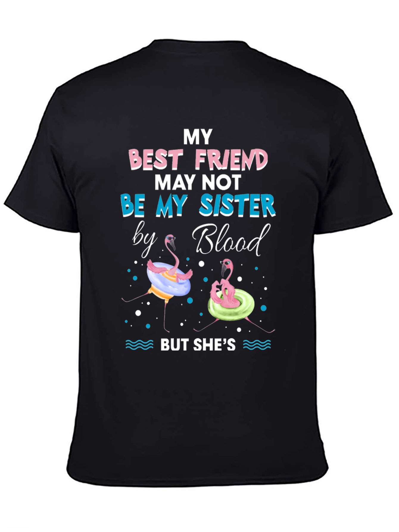 Black Best Friend Sister Flamingo Graphic Tee view 4