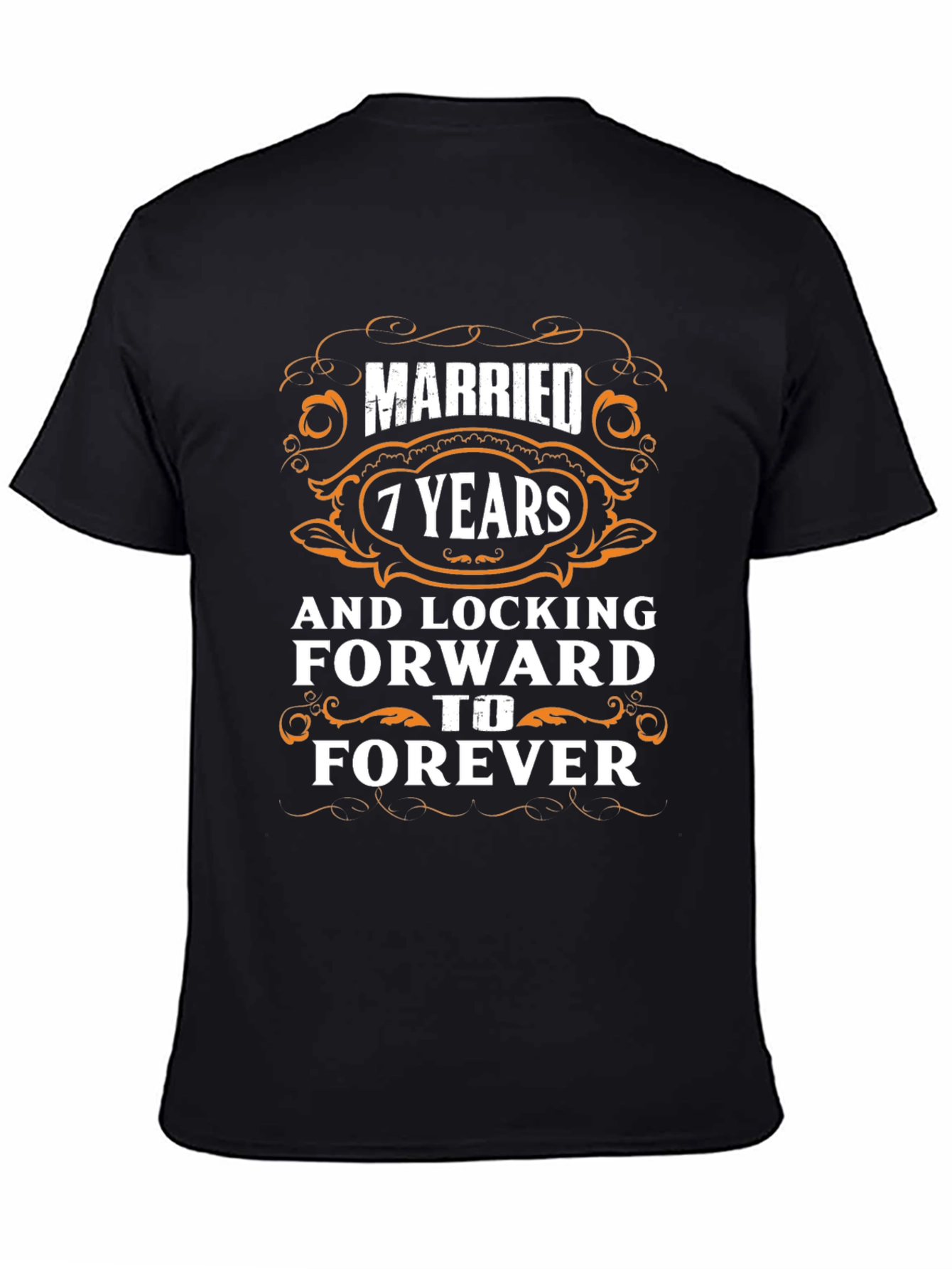 Black Married 7 Years & Locking Forward To Forever T-Shirt view 4