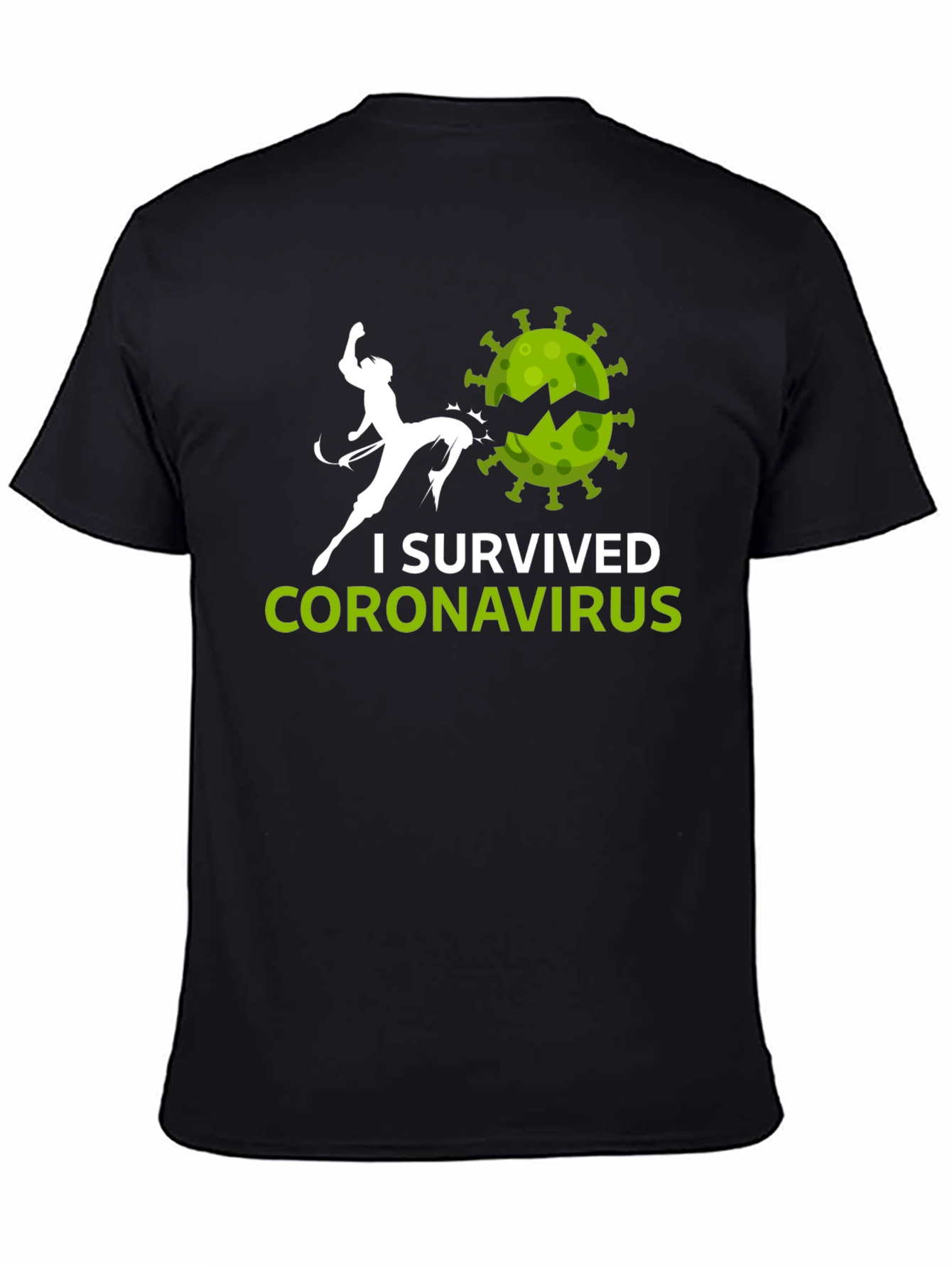 Black I Survived Coronavirus T-Shirt view 4