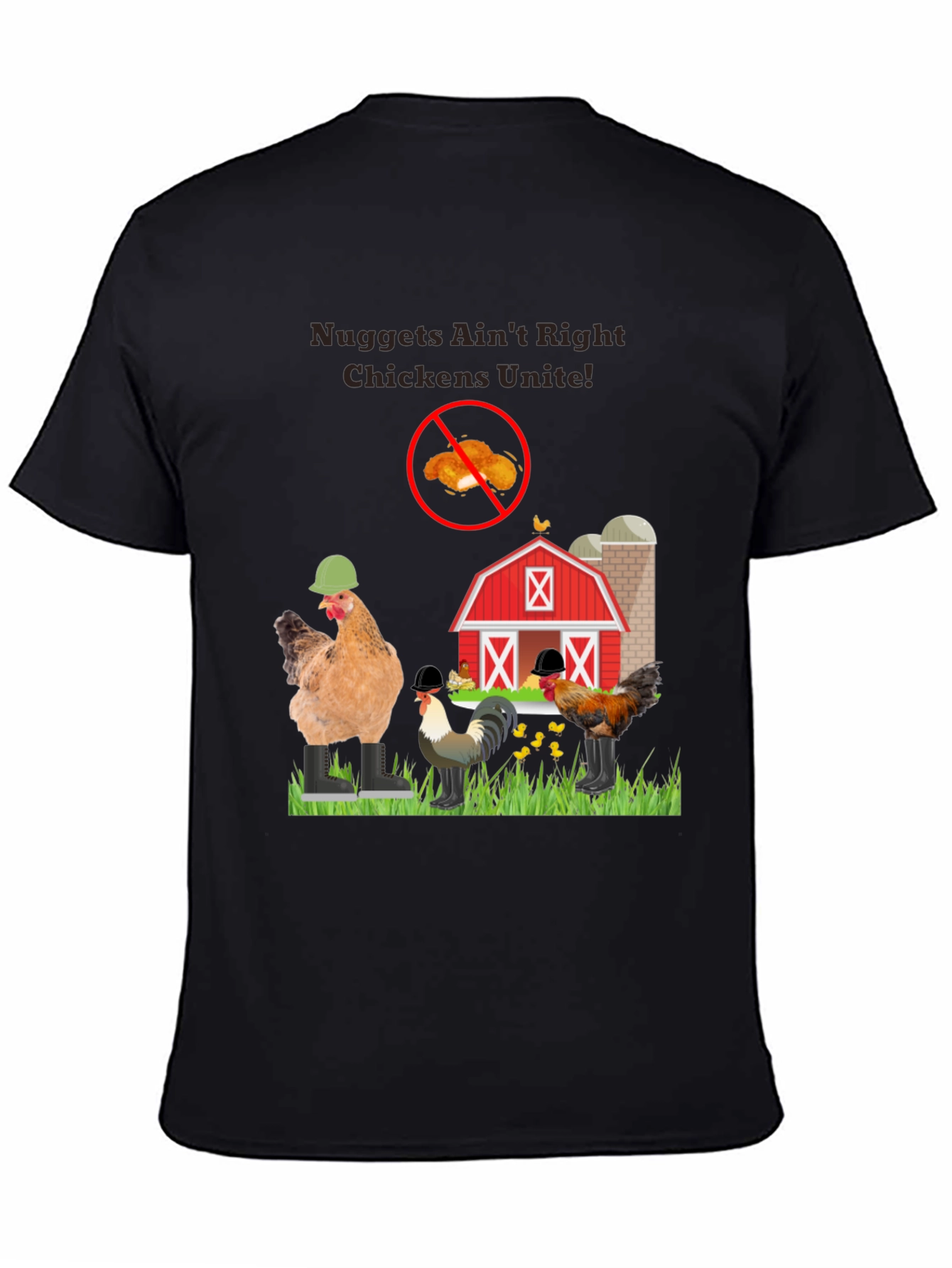 Black Nuggets Ain't Right Chickens Unite! T-Shirt view 4