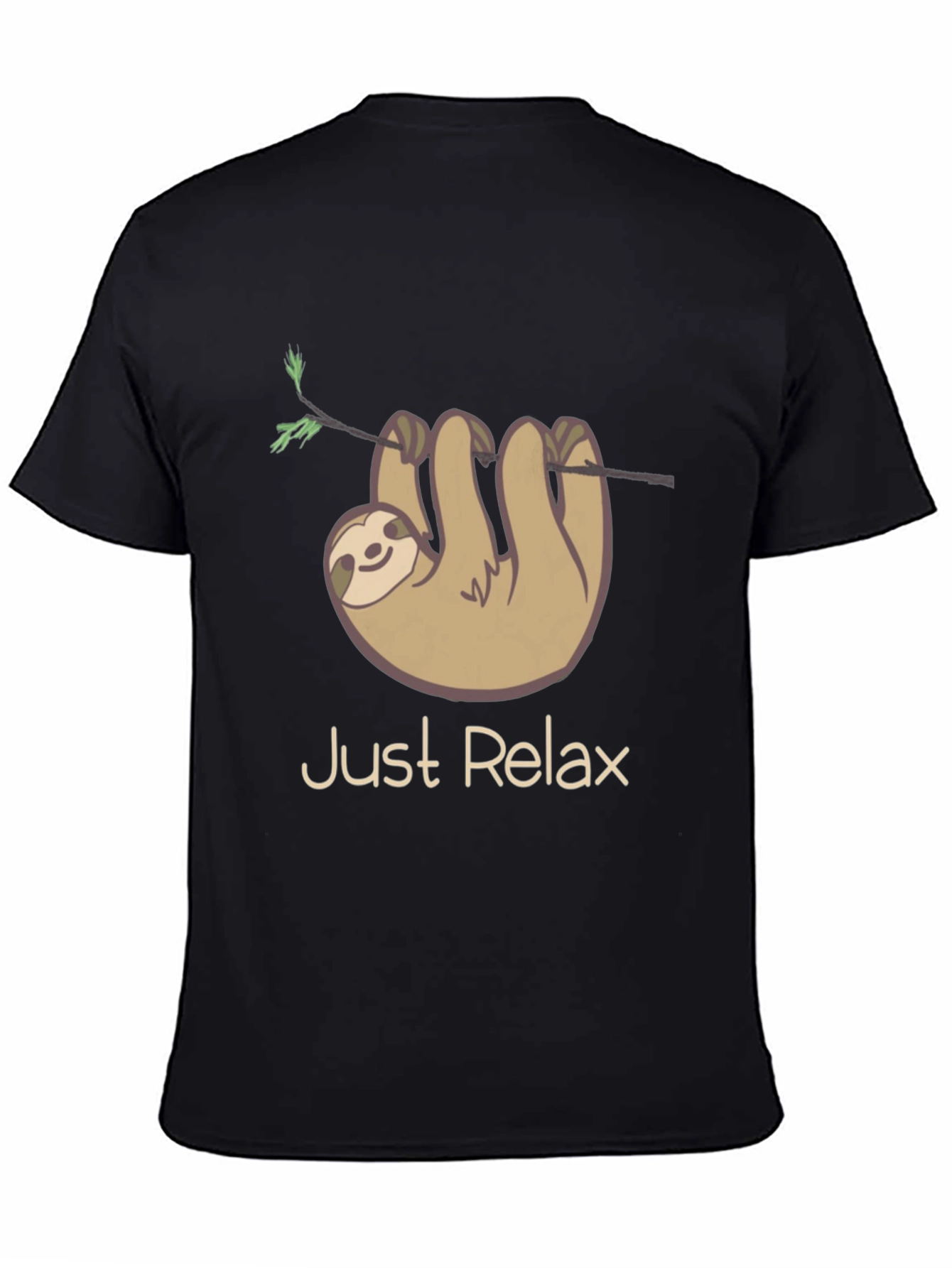 Black Just Relax Sloth Graphic Tee - Casual Comfort view 4