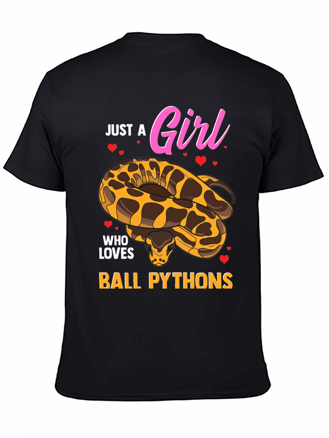 Black Just a Girl Who Loves Ball Pythons T-Shirt view 4