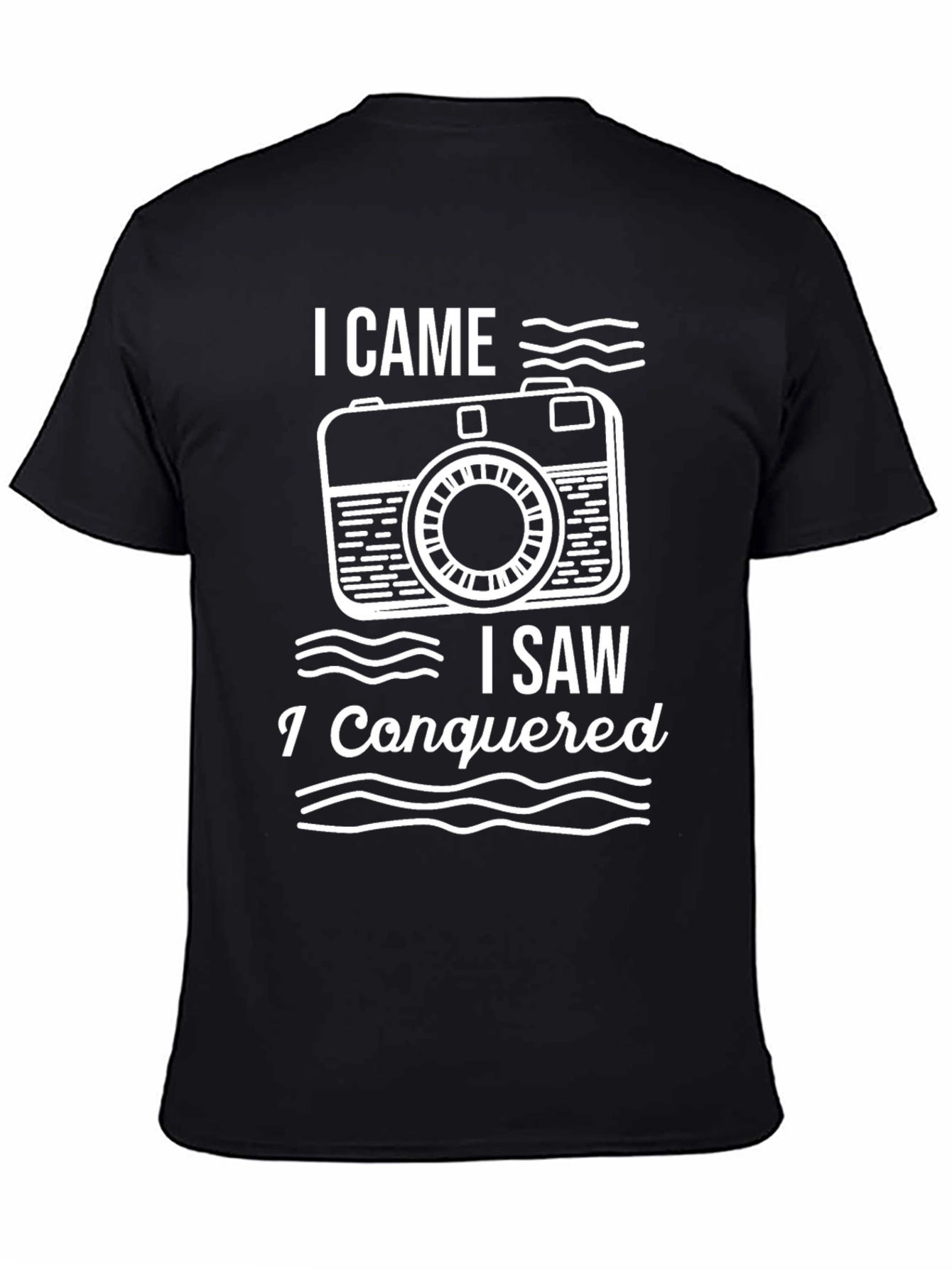 Black I Came I Saw I Conquered Camera Graphic Tee view 4