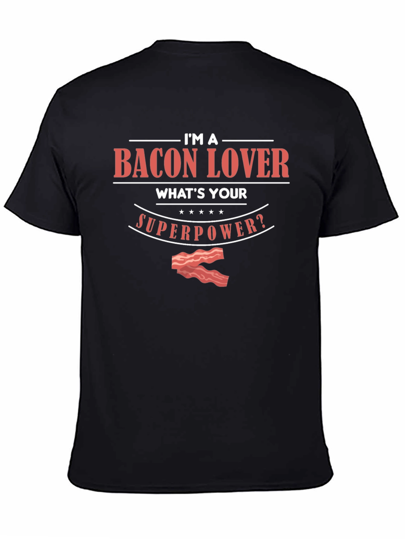Black Bacon Lover Superpower Graphic Tee - Black Cotton view 4