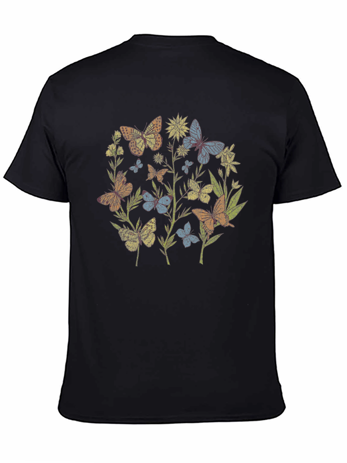 Black Butterfly Garden Graphic Tee - Black Cotton Blend view 4