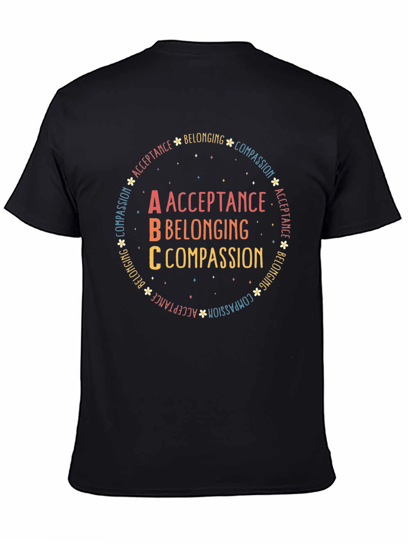 Black Acceptance Belonging Compassion ABC T-Shirt view 4