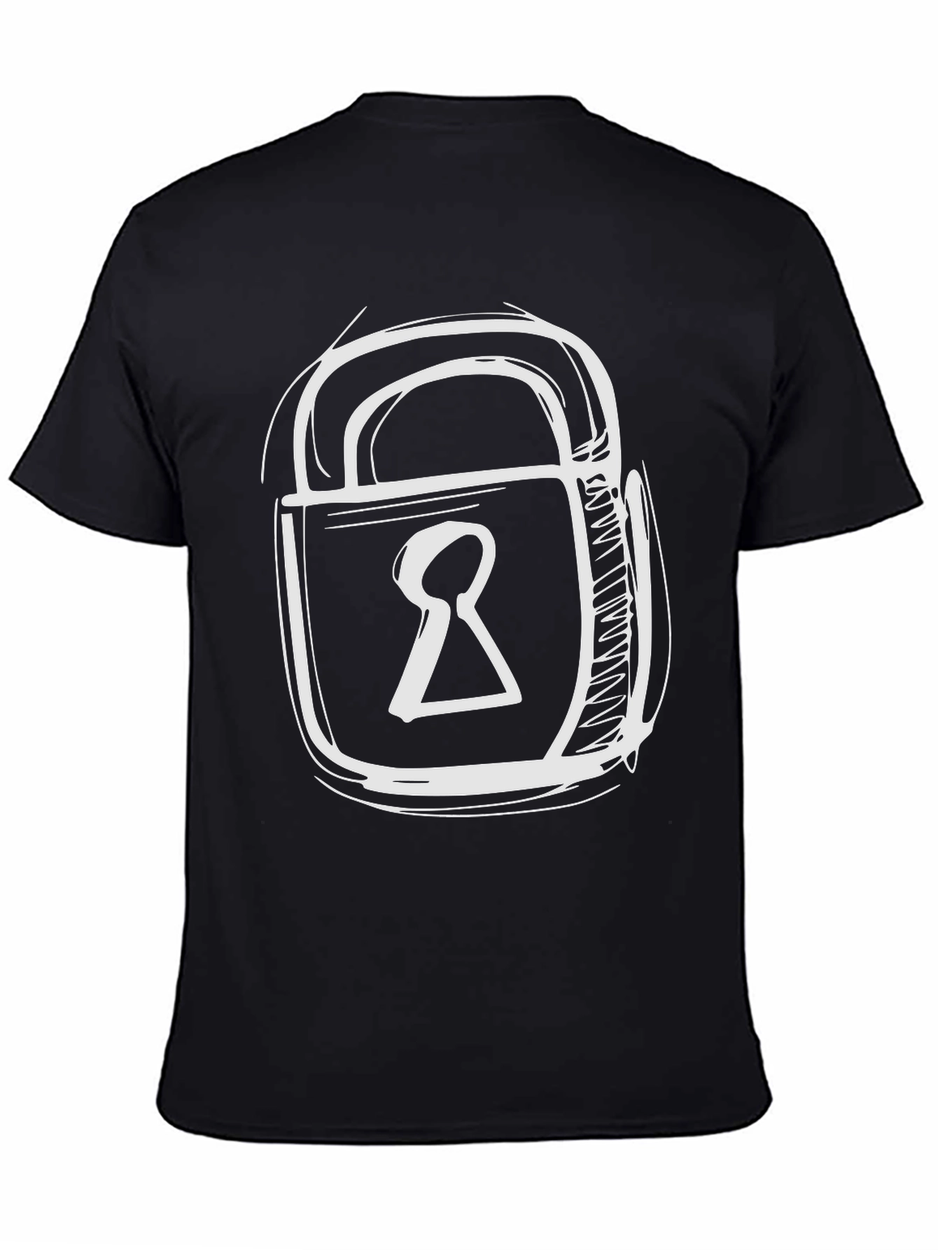 Black Black T-Shirt with Padlock Graphic Print view 4