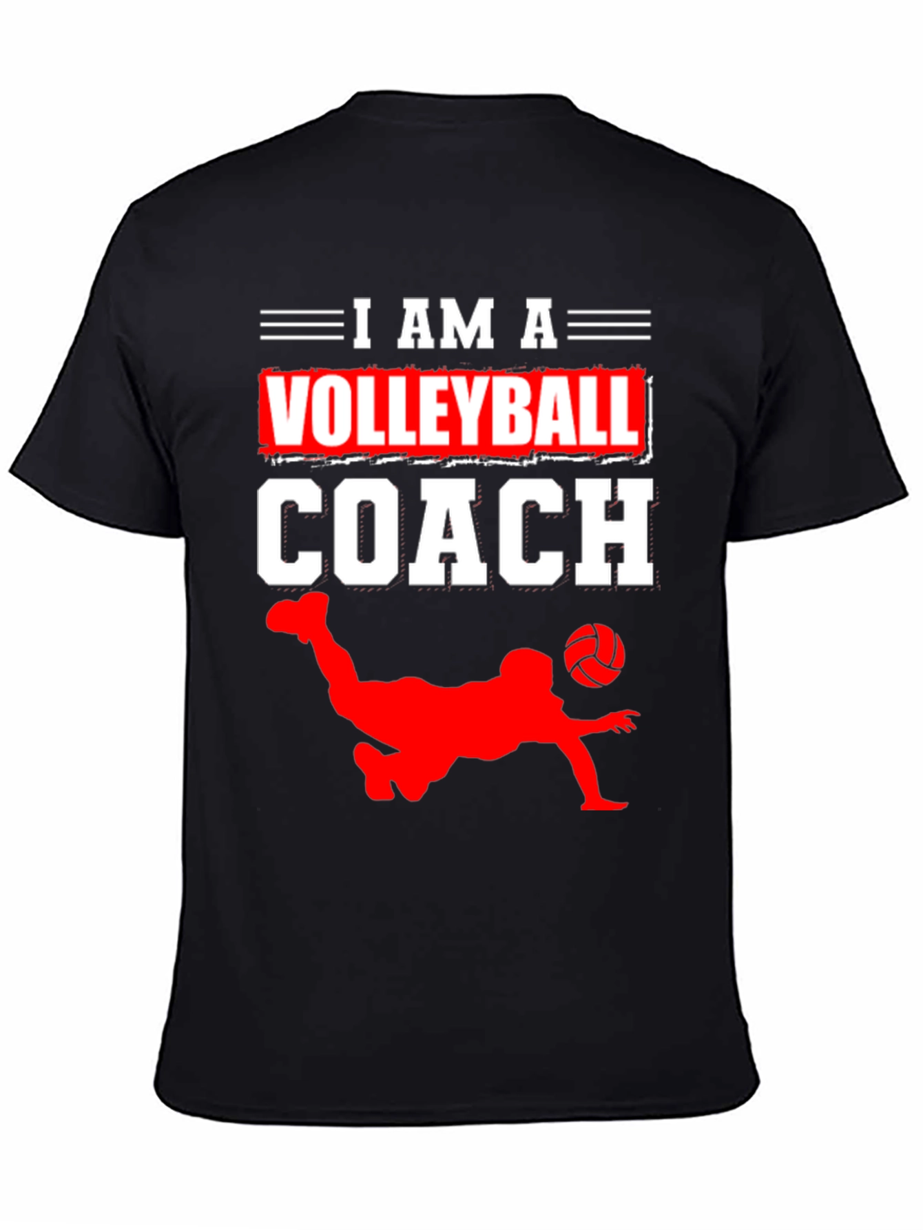 Black Volleyball Coach Graphic Tee - Black Cotton T-Shirt view 4