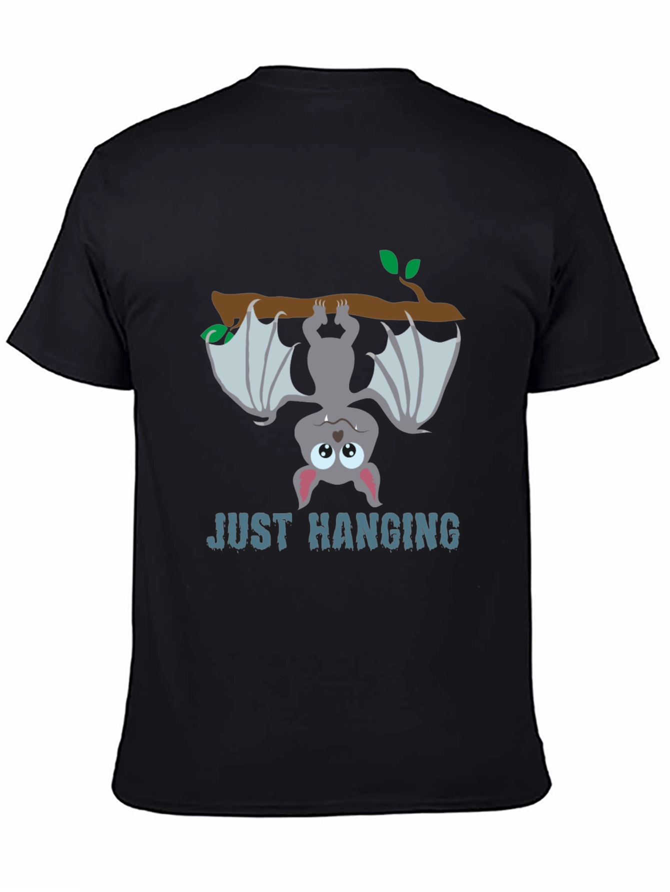 Black Just Hanging Bat Graphic Tee - Black Cotton T-Shirt view 4