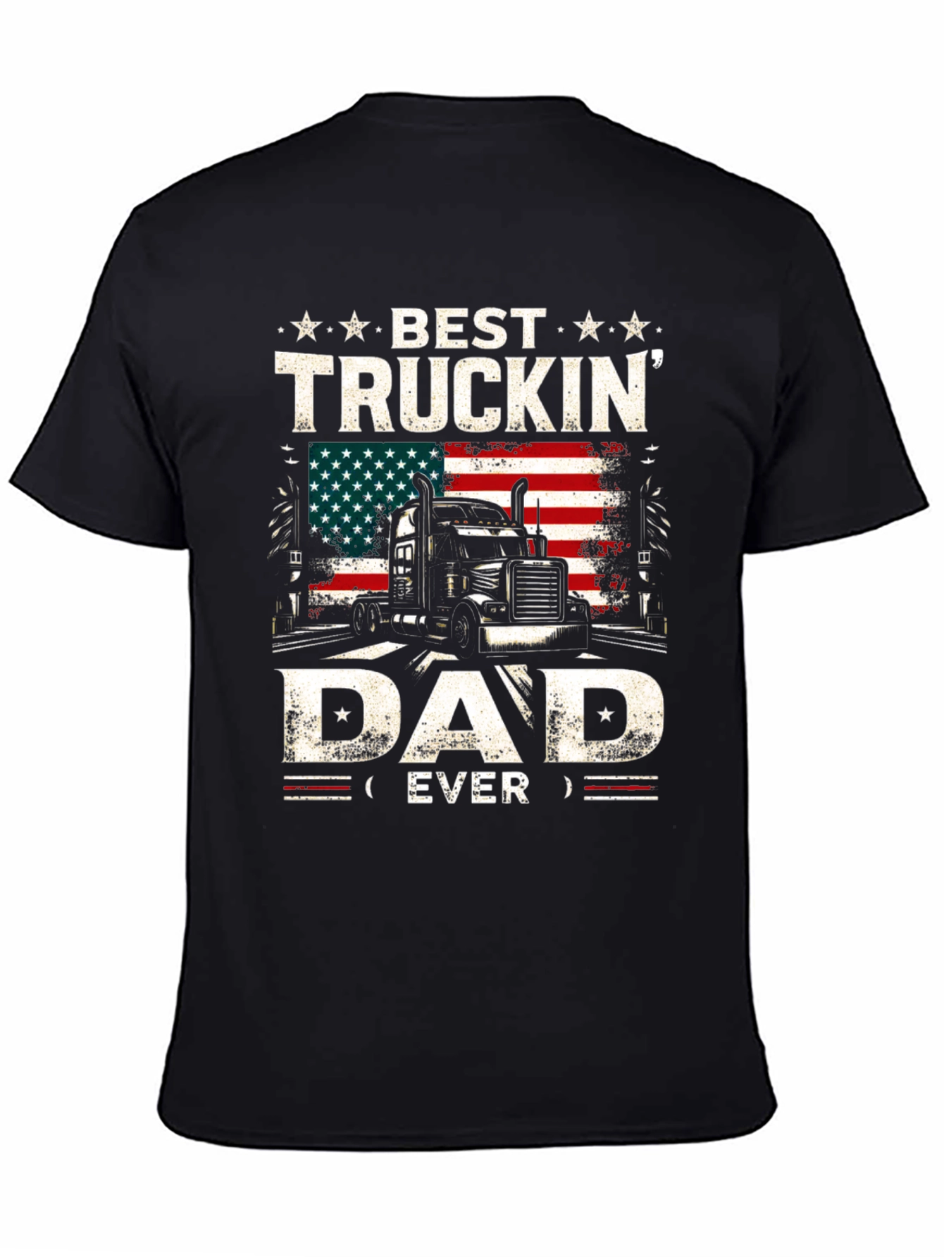Black Best Truckin' Dad Ever T-Shirt view 4
