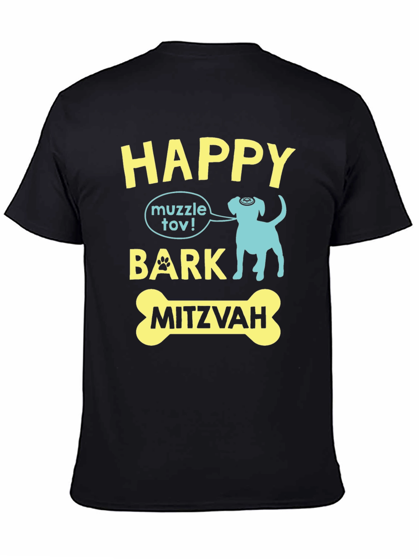 Black Happy Bark Mitzvah T-Shirt view 4