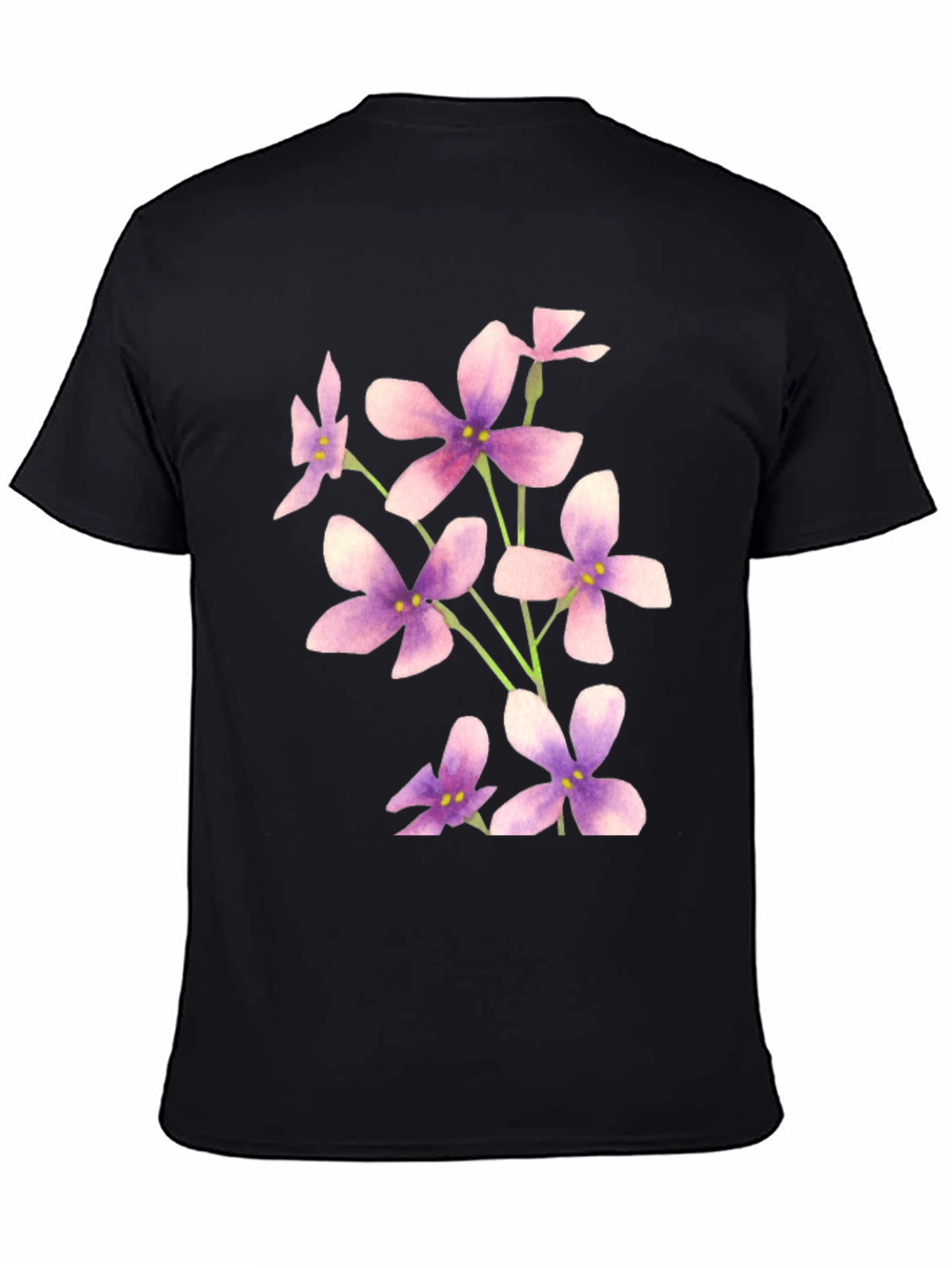 Floral Print Black T-Shirt - 4