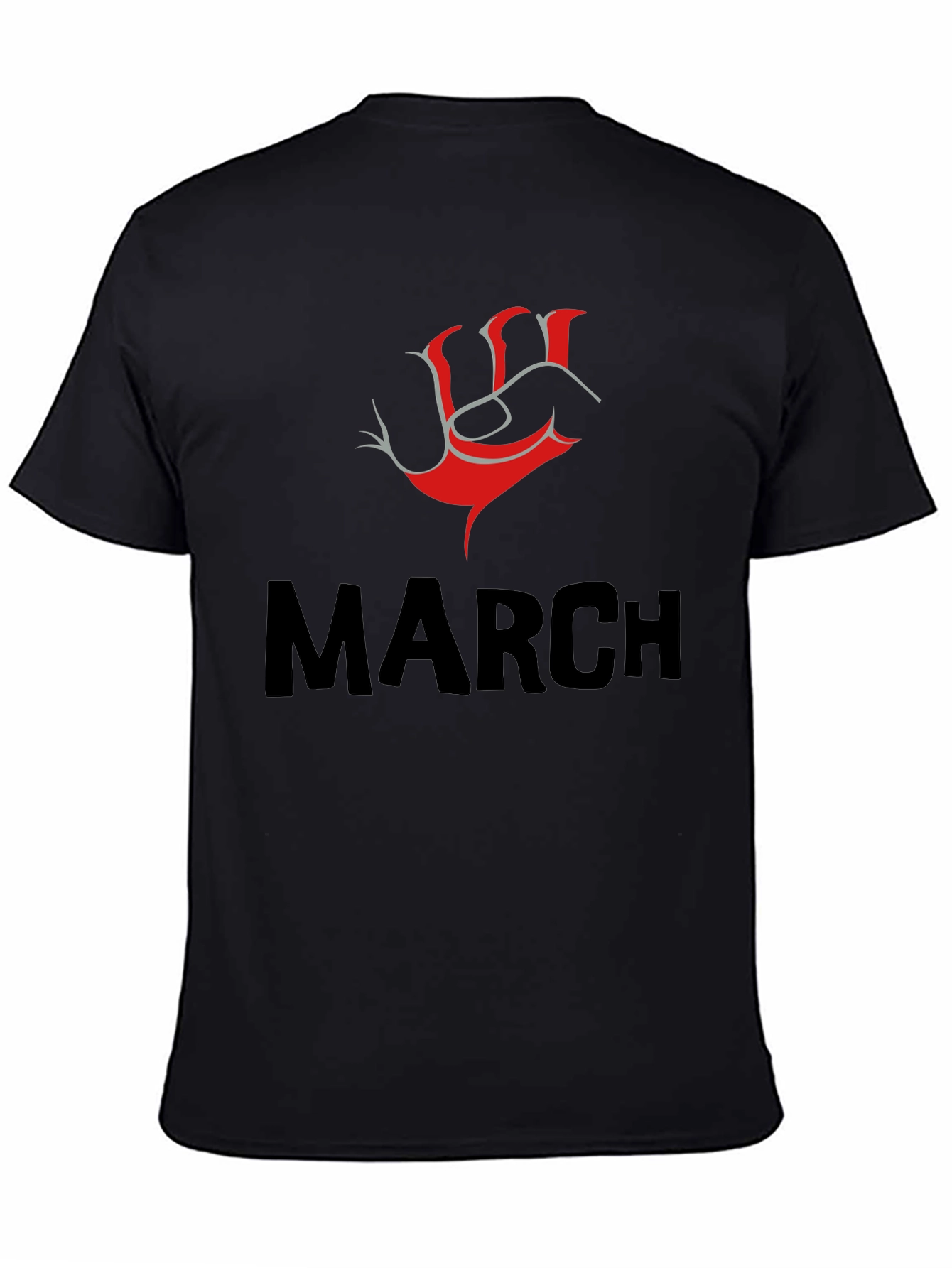 Black Bold March T-Shirt with Red Fist Design - Mens view 4