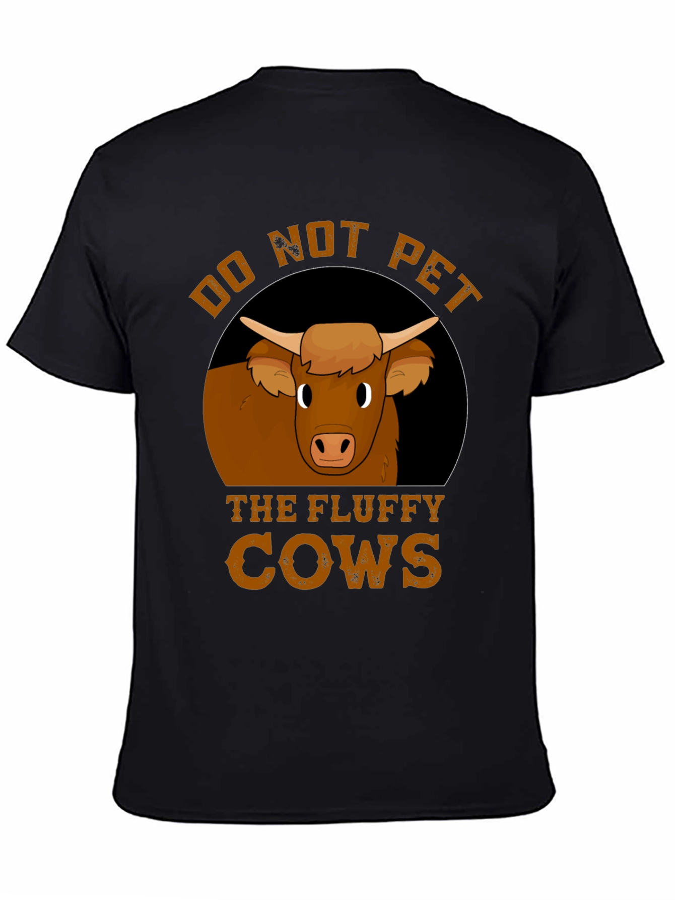 Black Do Not Pet the Fluffy Cows T-Shirt view 4