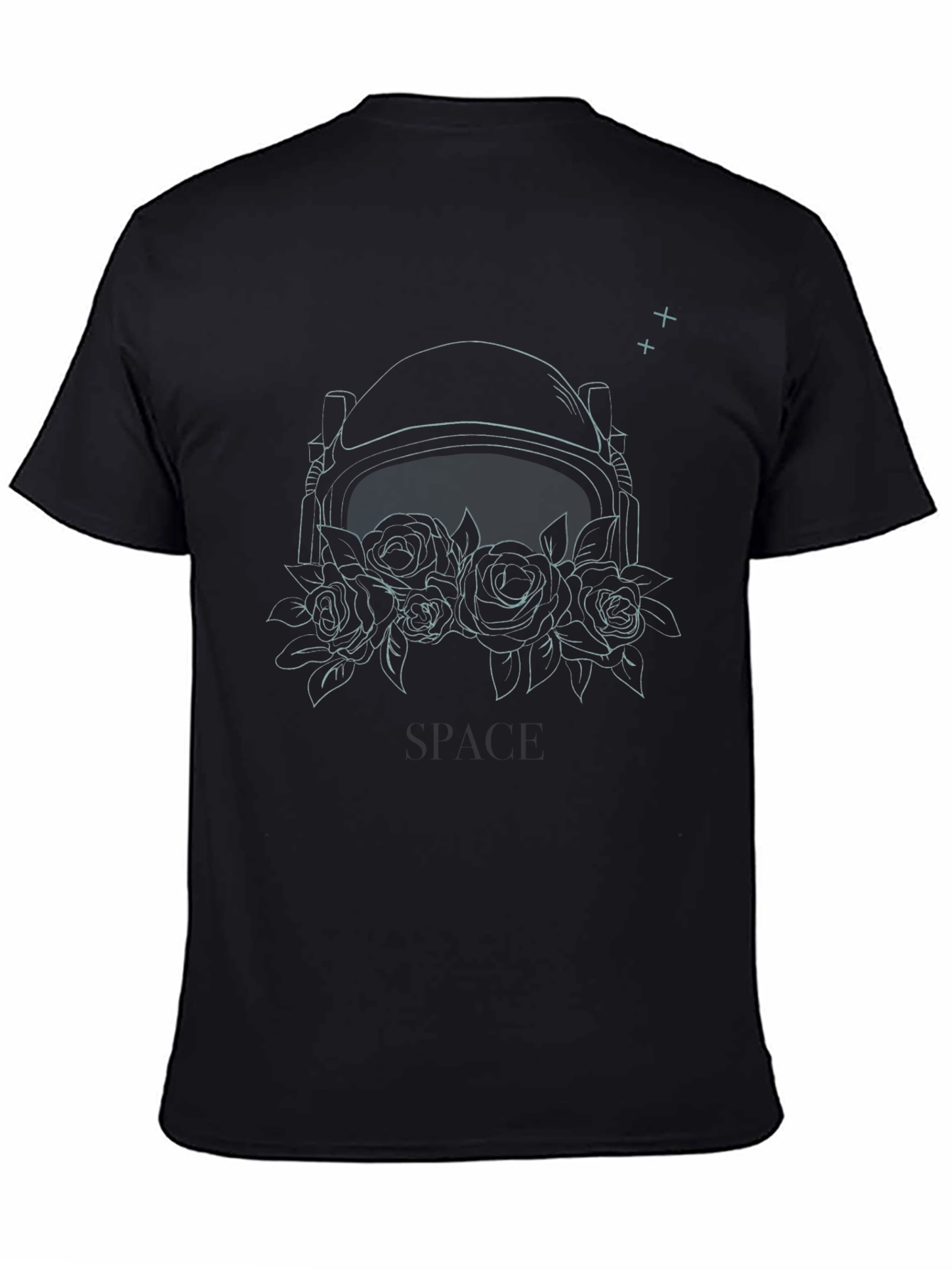 Black Space Helmet Floral Graphic Tee - Black view 4