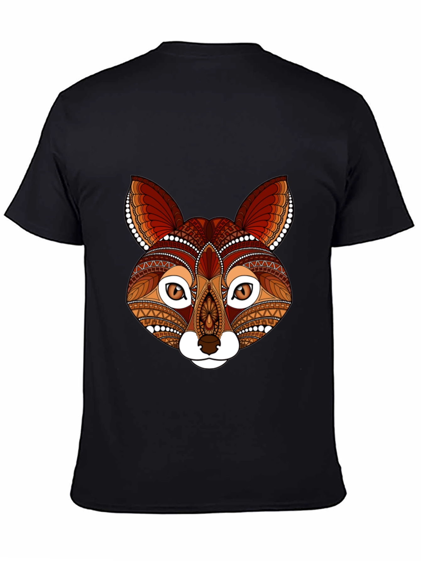 Black Fox Head Graphic Print T-Shirt view 4