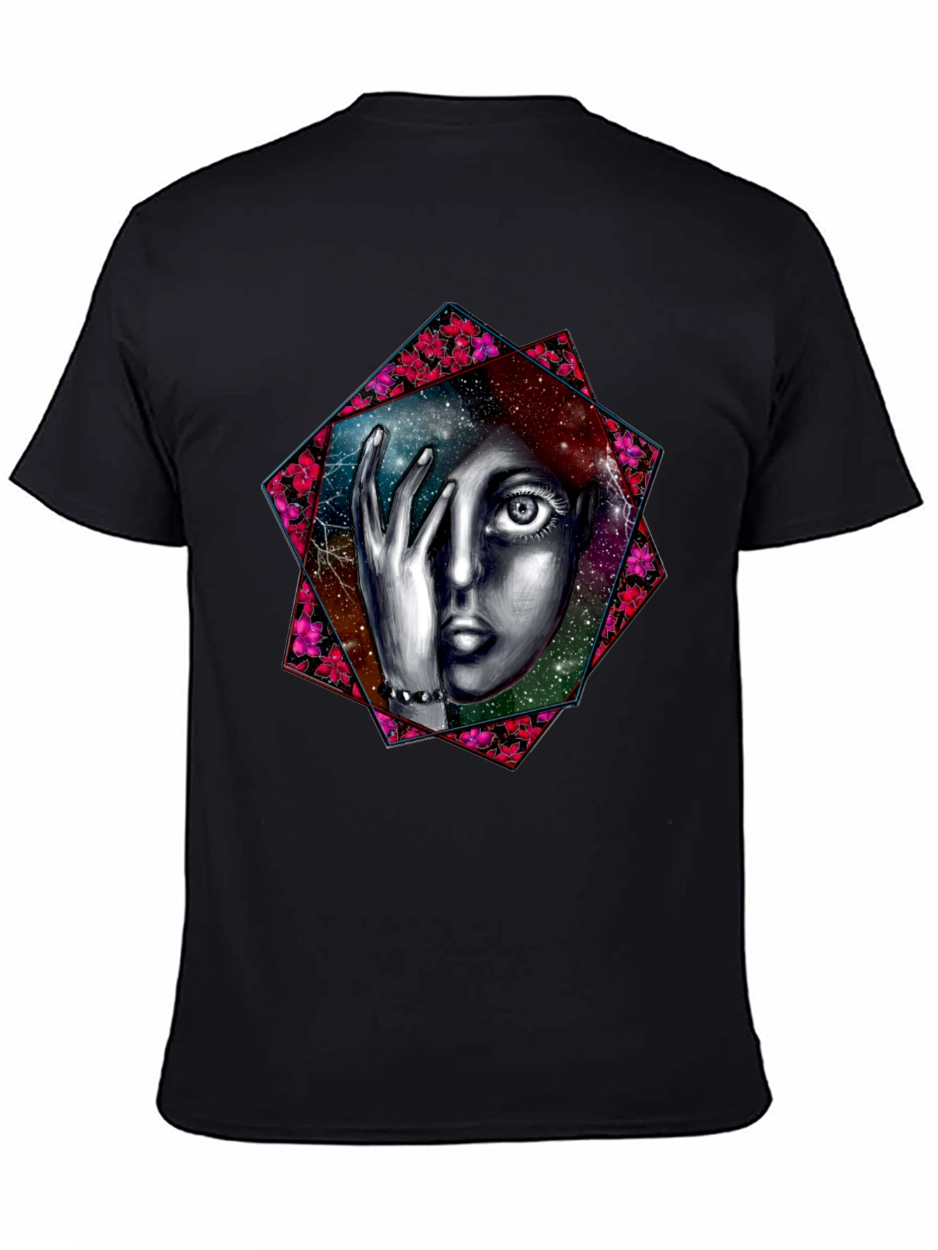 Black Cosmic Woman Graphic T-Shirt - Black view 4
