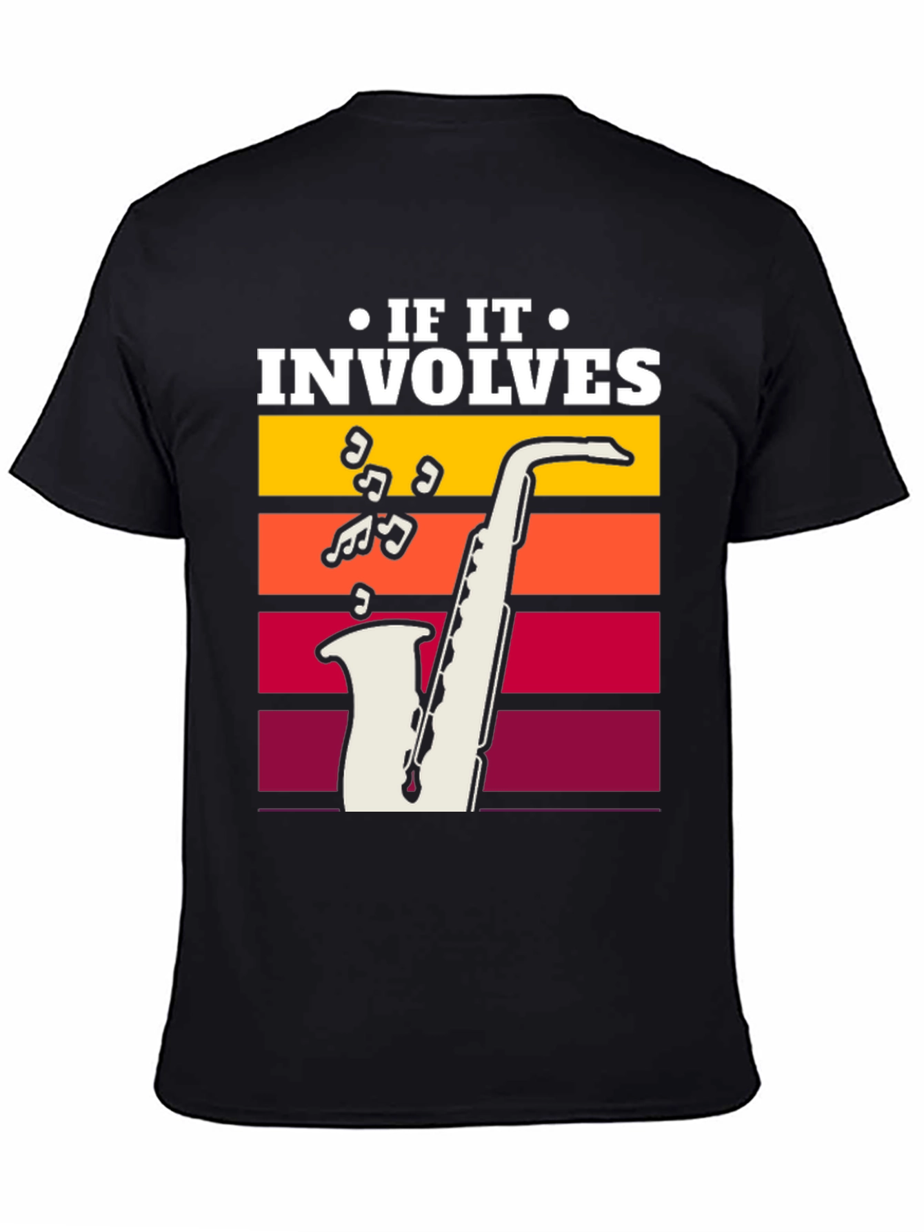 Black Saxophone Music Lover T-Shirt - If It Involves Sax view 4