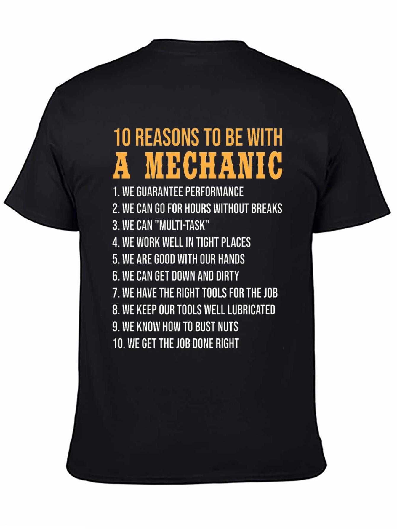 Black 10 Reasons To Be With A Mechanic T-Shirt view 4