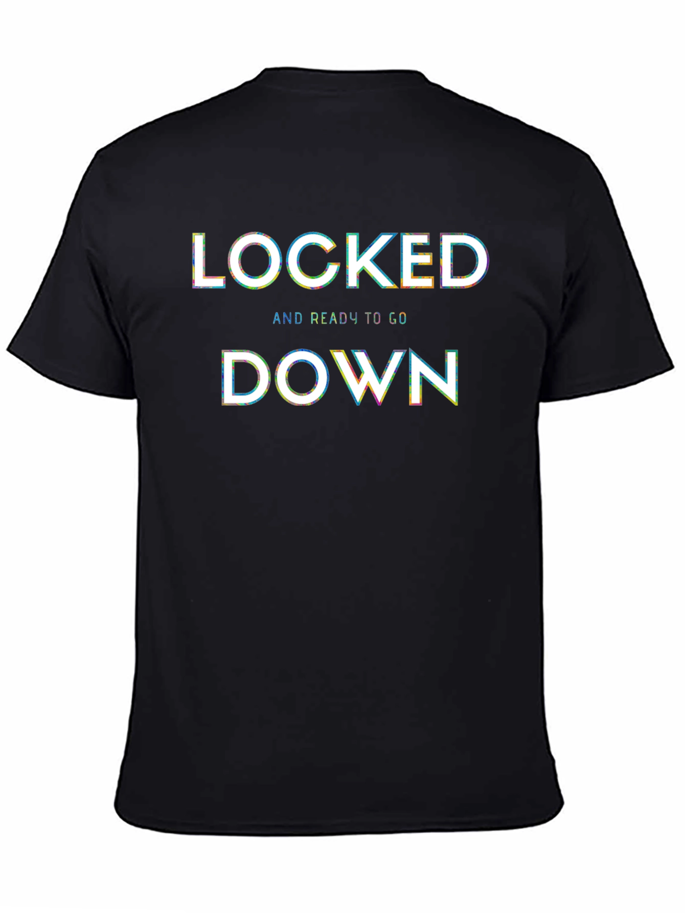 Black Locked Down Graphic Tee - Black Cotton Blend view 4