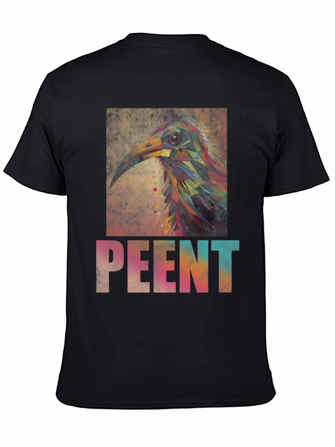 Black Abstract Bird Art Tee - Unique Graphic T-Shirt view 4
