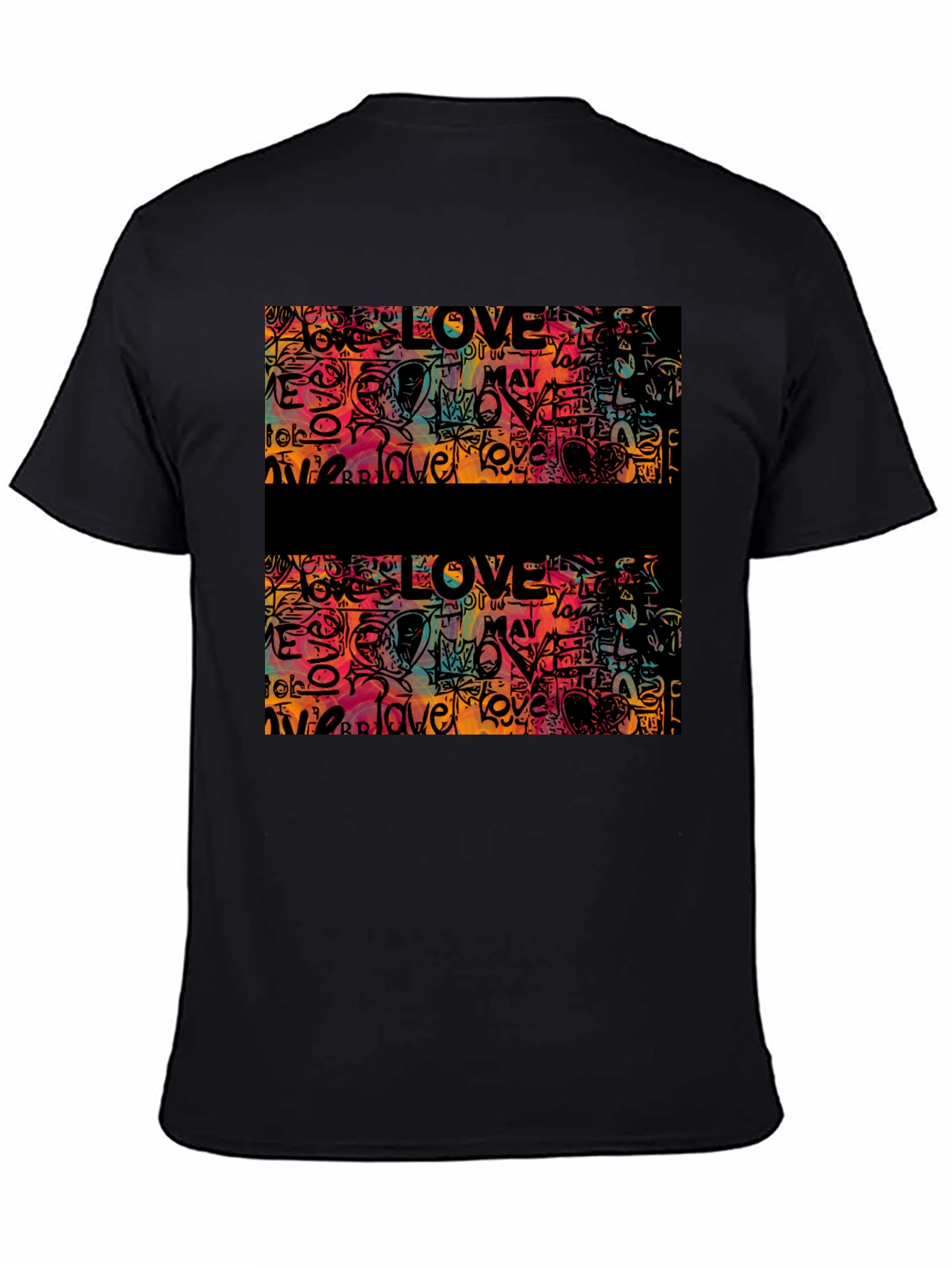 Black Love Graffiti Graphic Tee - Men's Black T-Shirt view 4