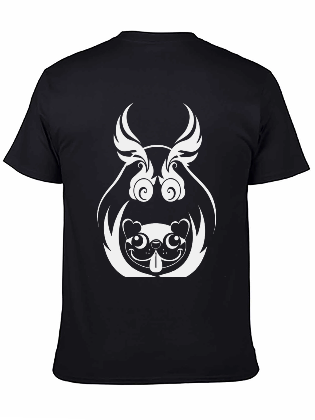 Black Unique Graphic Tee - Pug Dog Design Black view 4
