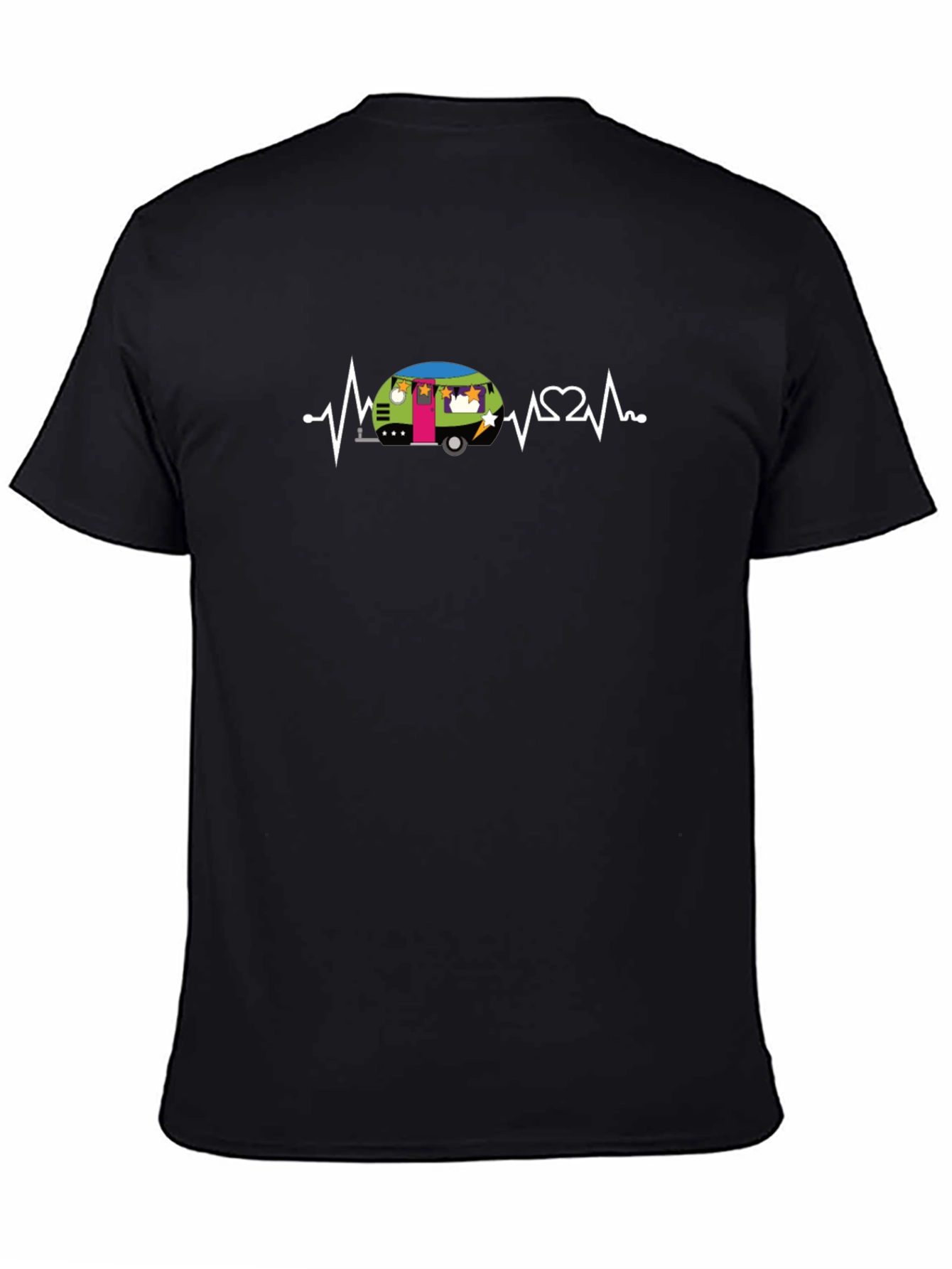 Black Heartbeat Camper Graphic Tee - Black view 4