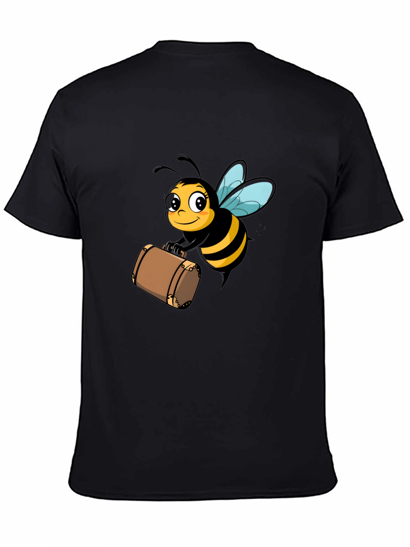 Black Bee Travel T-Shirt - Black Cotton Tee view 4