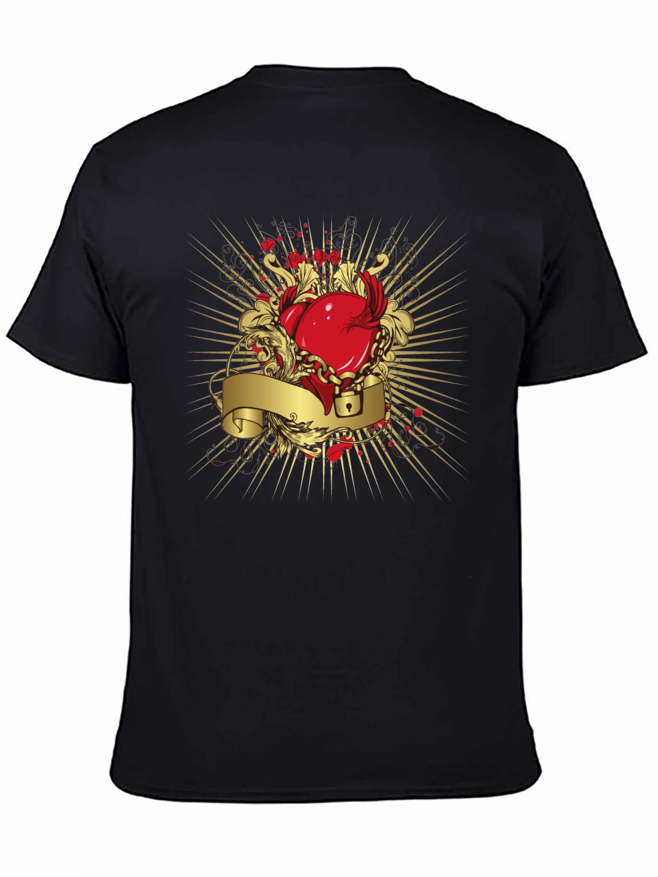 Black Heart Lock Graphic Tee - Unique Edgy Design view 4