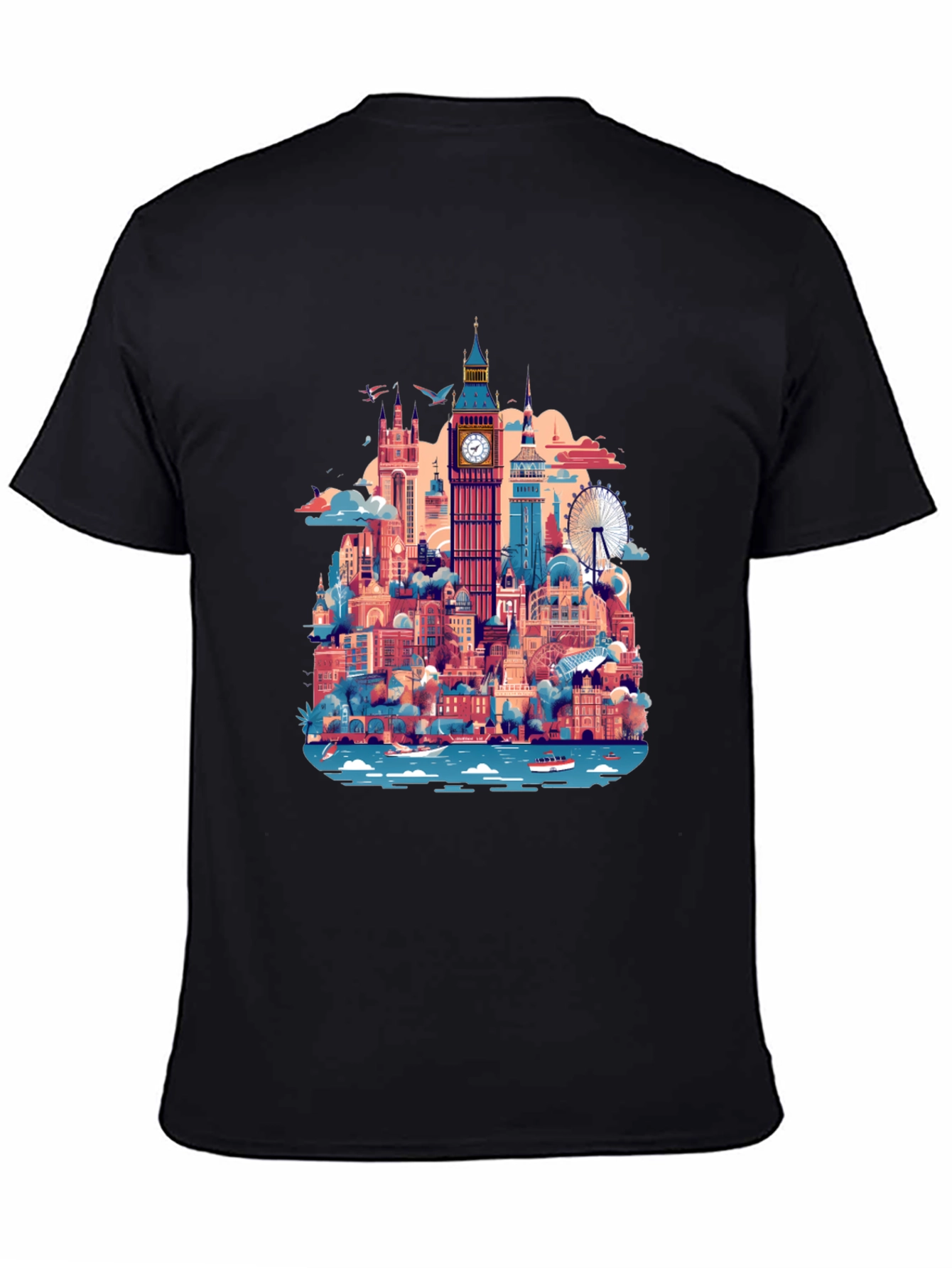 Black London Skyline Graphic Tee - Black view 4