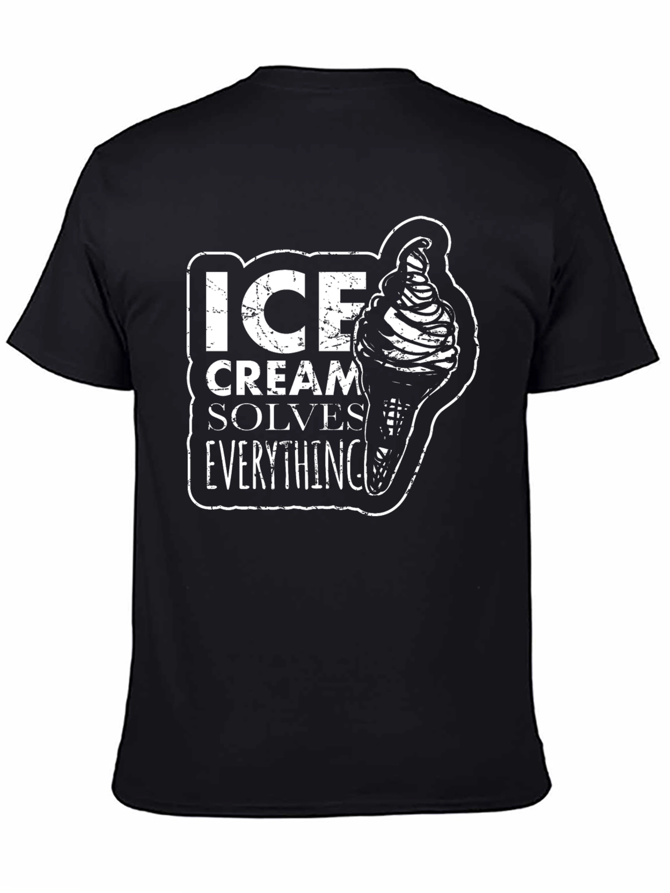 Black Ice Cream Solves Everything Black T-Shirt view 4